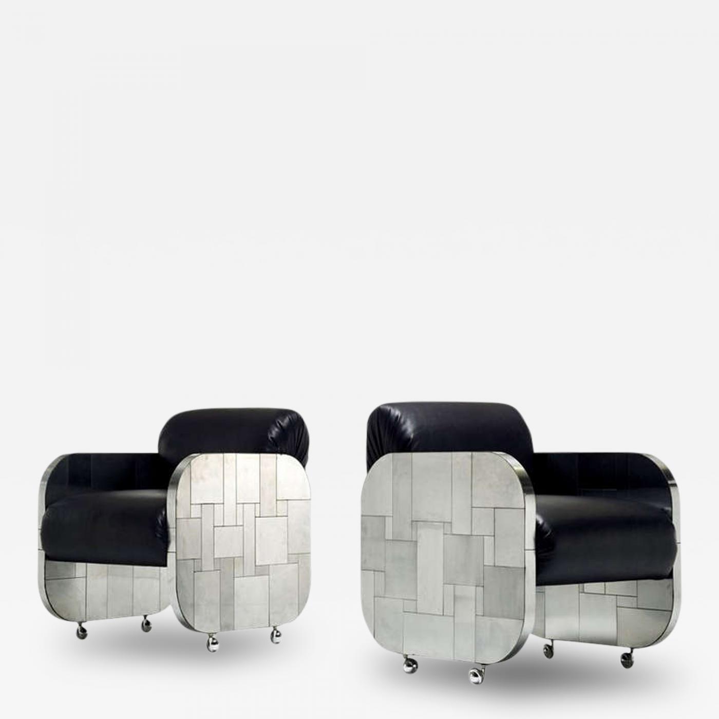 Paul Evans A Rare Pair of Cityscape Patchwork Lounge Chairs Paul Evans