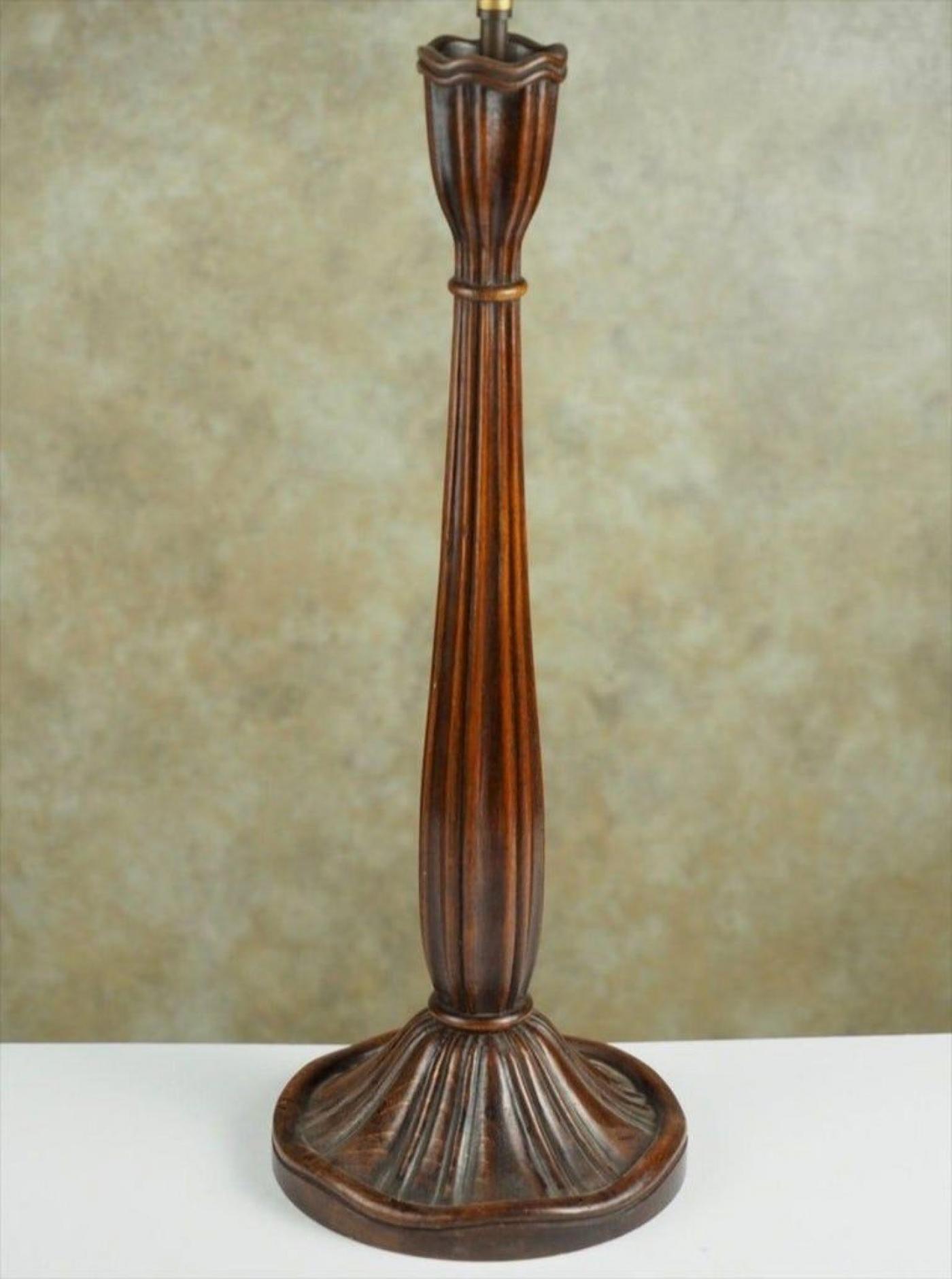 Paul Follot Paul Follot Sculpted Wood Table Lamp, 1587