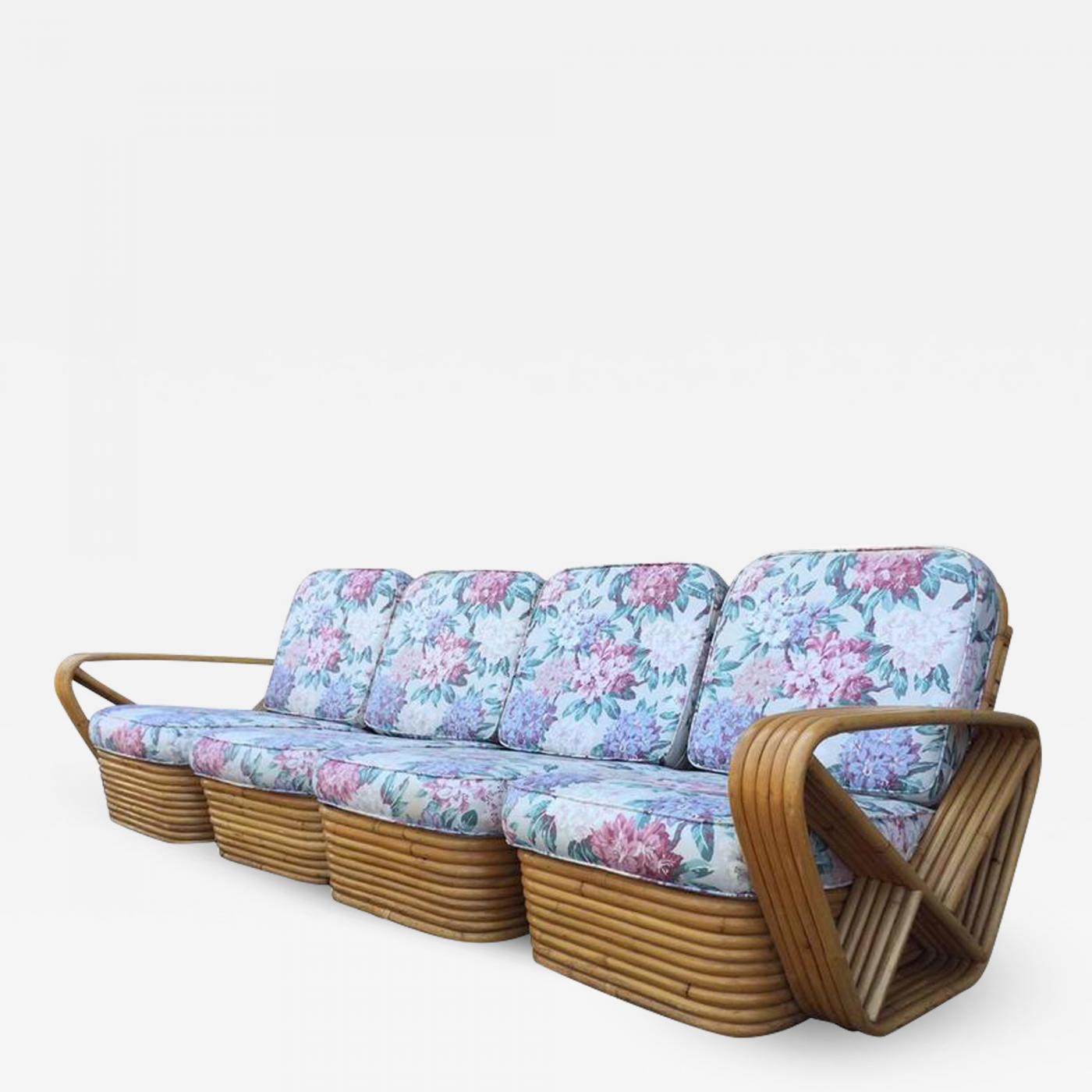 Paul Frankl Square Pretzel Rattan Sofa Style Of Paul Frankl