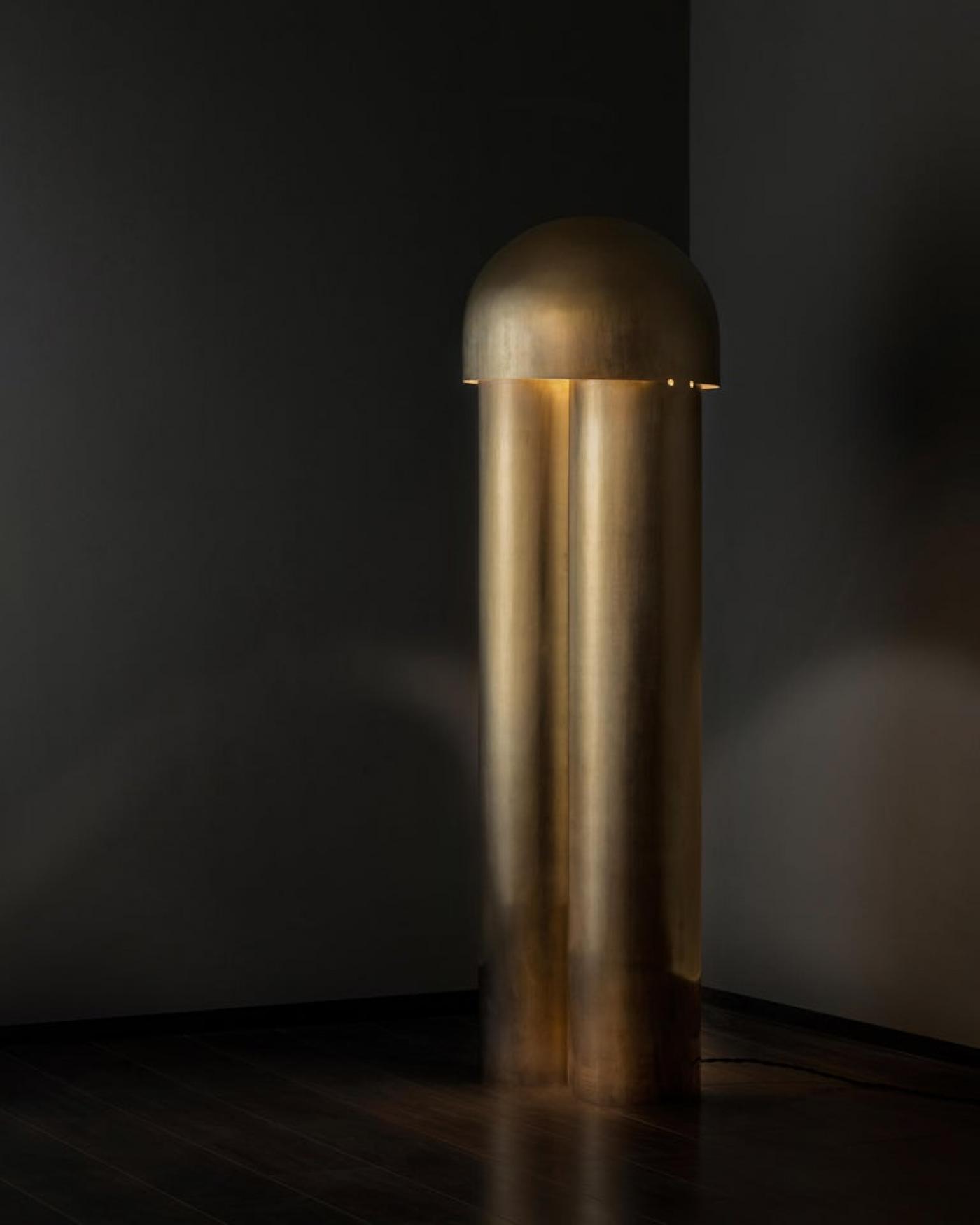 Paul Matter - Monolith Brass Sculpted Table Lamp by Paul Matter