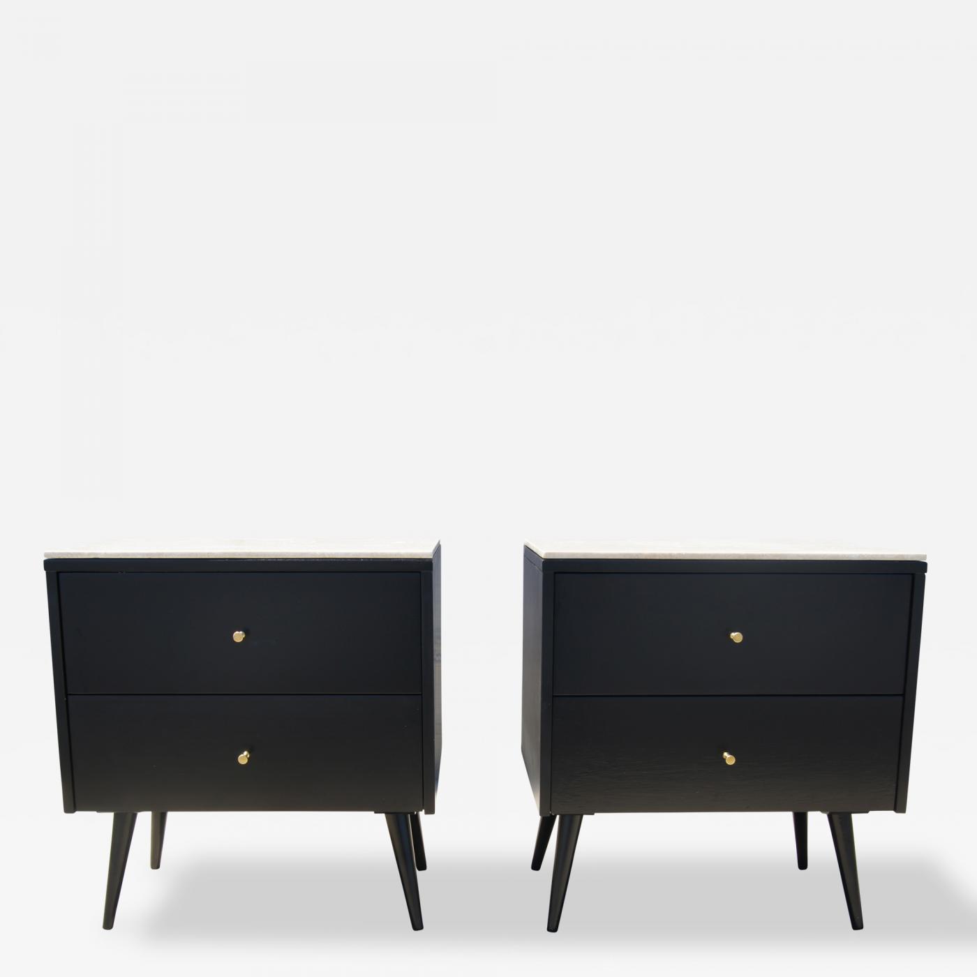 Paul Mccobb Pair Of Marble Topped Planner Group Nightstands