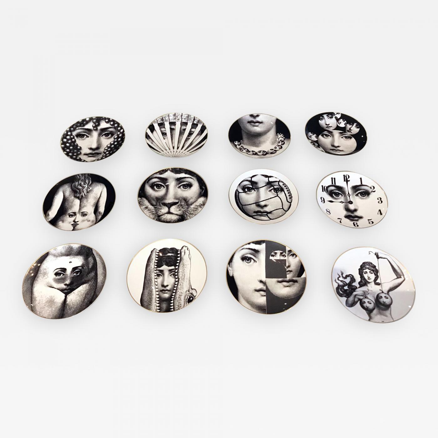 Piero Fornasetti - A Set of Twelve Iconic Julia plates by Fornasetti for  Rosenthal