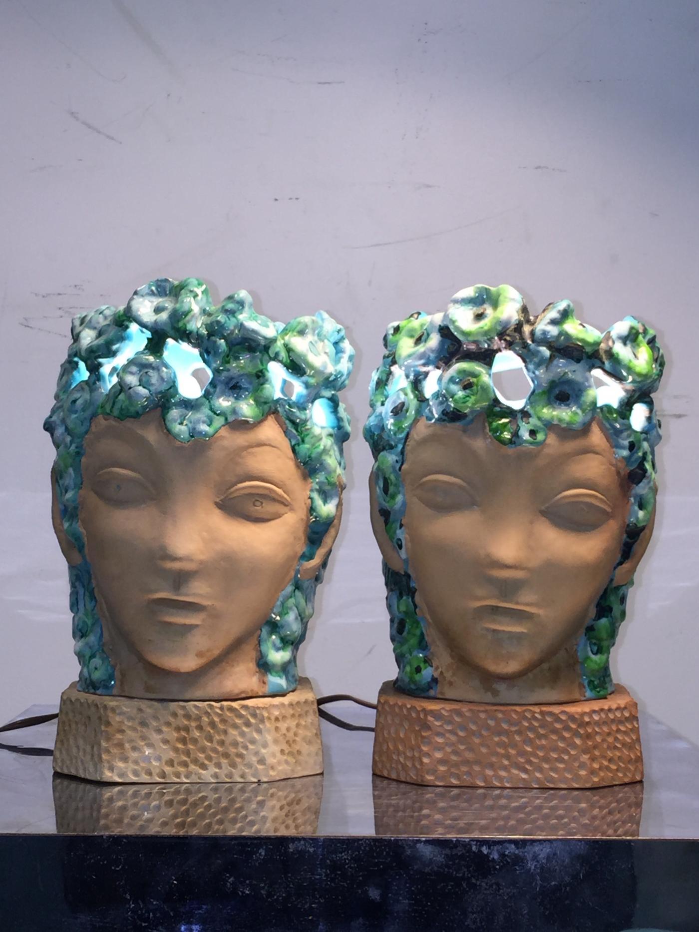 Piero Fornasetti - ART DECO SPRING NYMPH GLAZED TERRACOTTA LAMPS