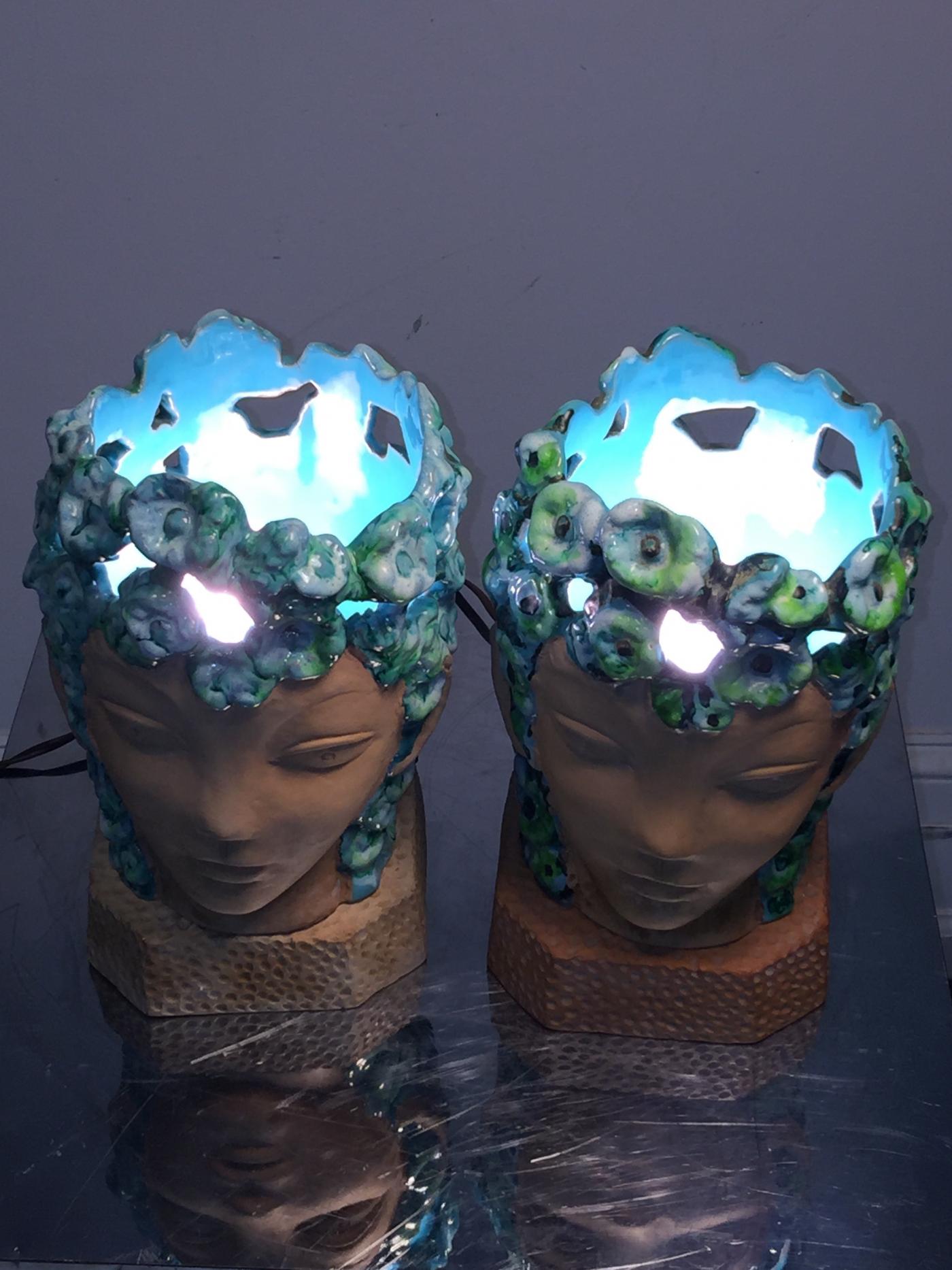 Piero Fornasetti - ART DECO SPRING NYMPH GLAZED TERRACOTTA LAMPS