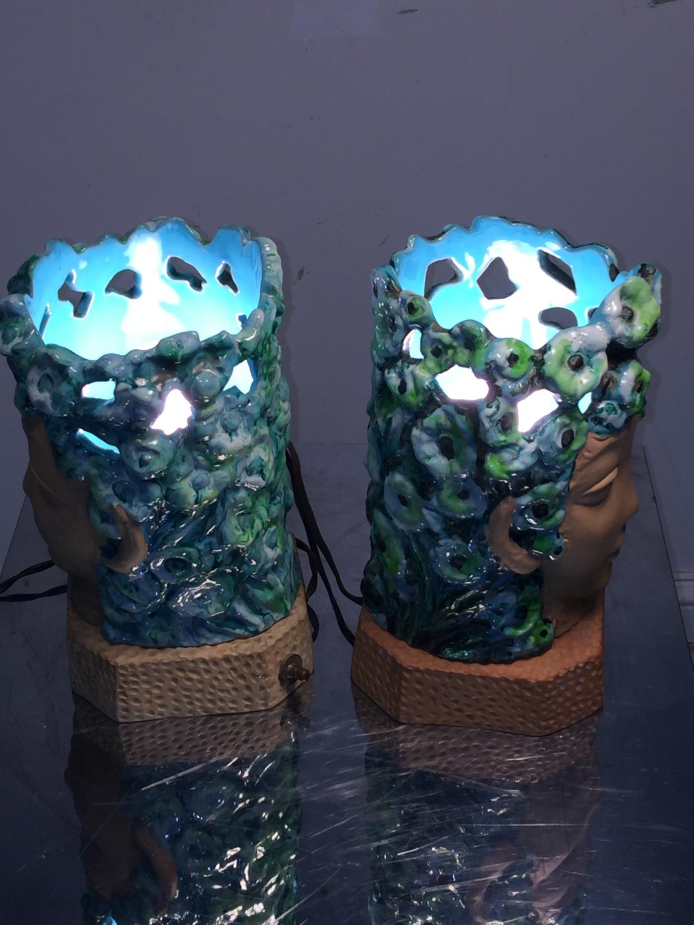Piero Fornasetti - ART DECO SPRING NYMPH GLAZED TERRACOTTA LAMPS