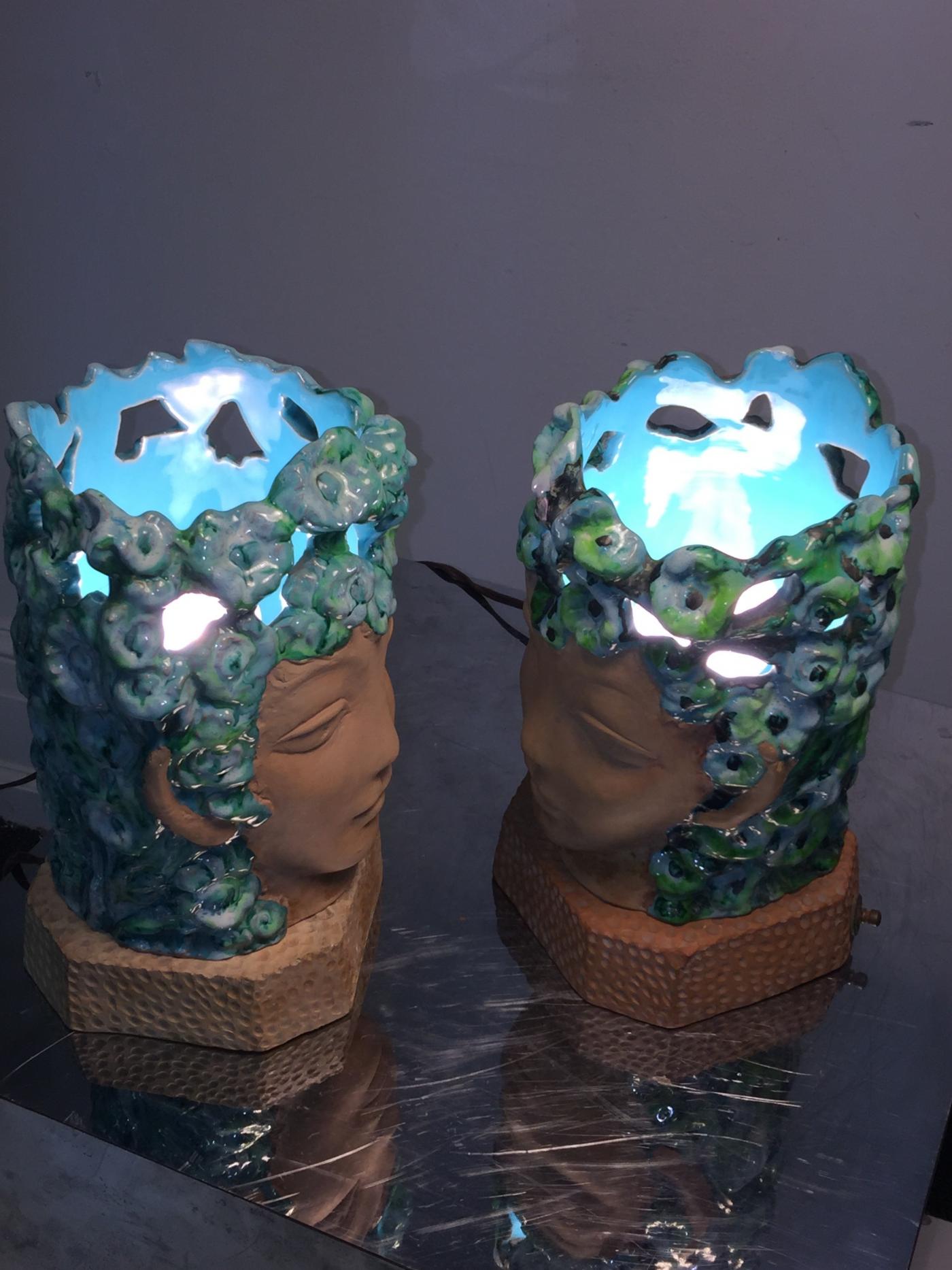Piero Fornasetti - ART DECO SPRING NYMPH GLAZED TERRACOTTA LAMPS