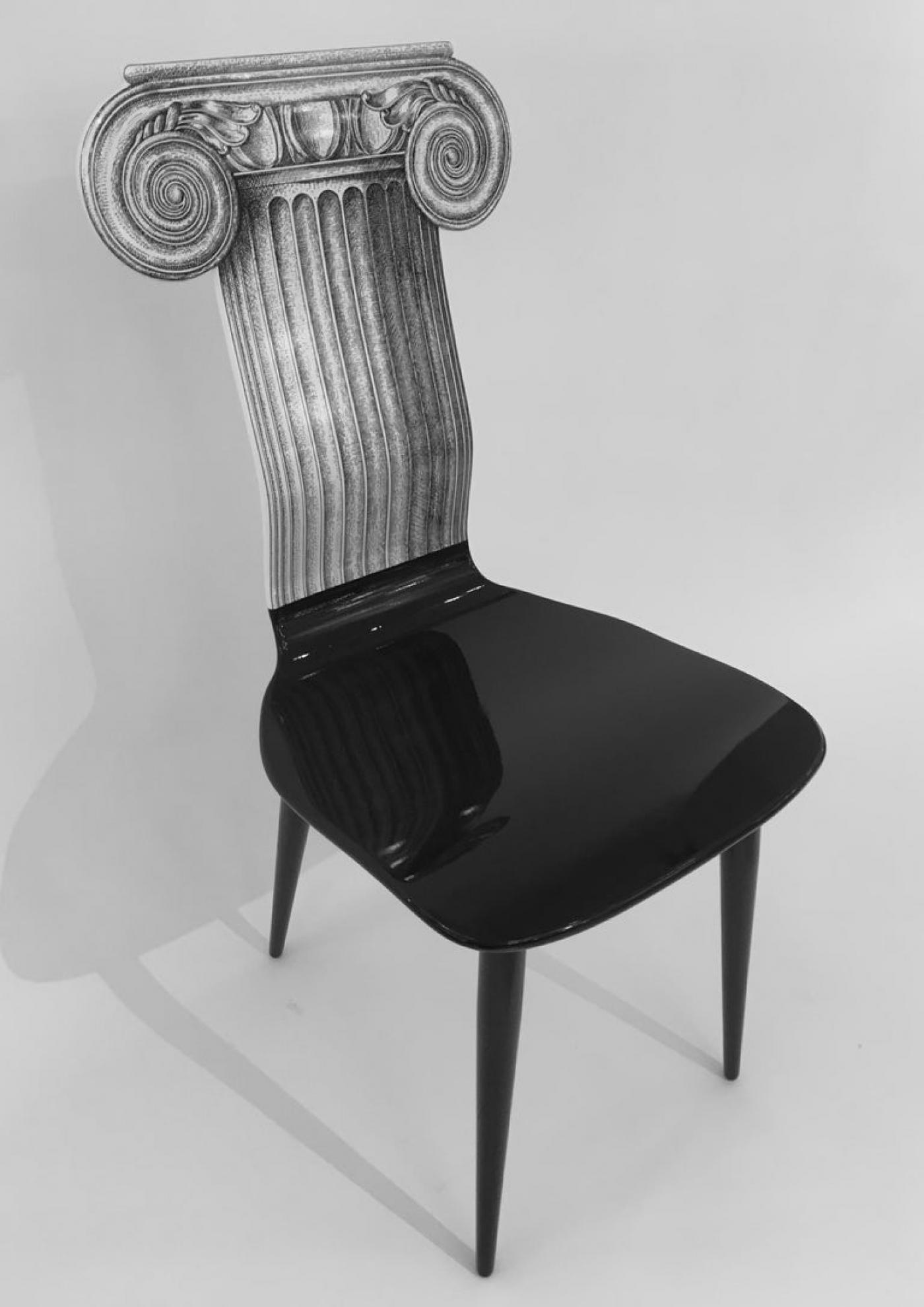 Piero Fornasetti Piero Fornasetti 'Capitello Ionico' Chair in Black