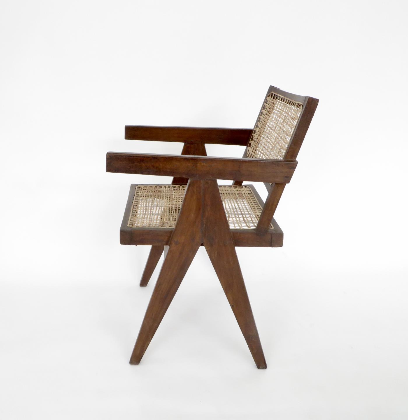 Pierre Jeanneret Pierre Jeanneret Teak and Cane Office Chair from