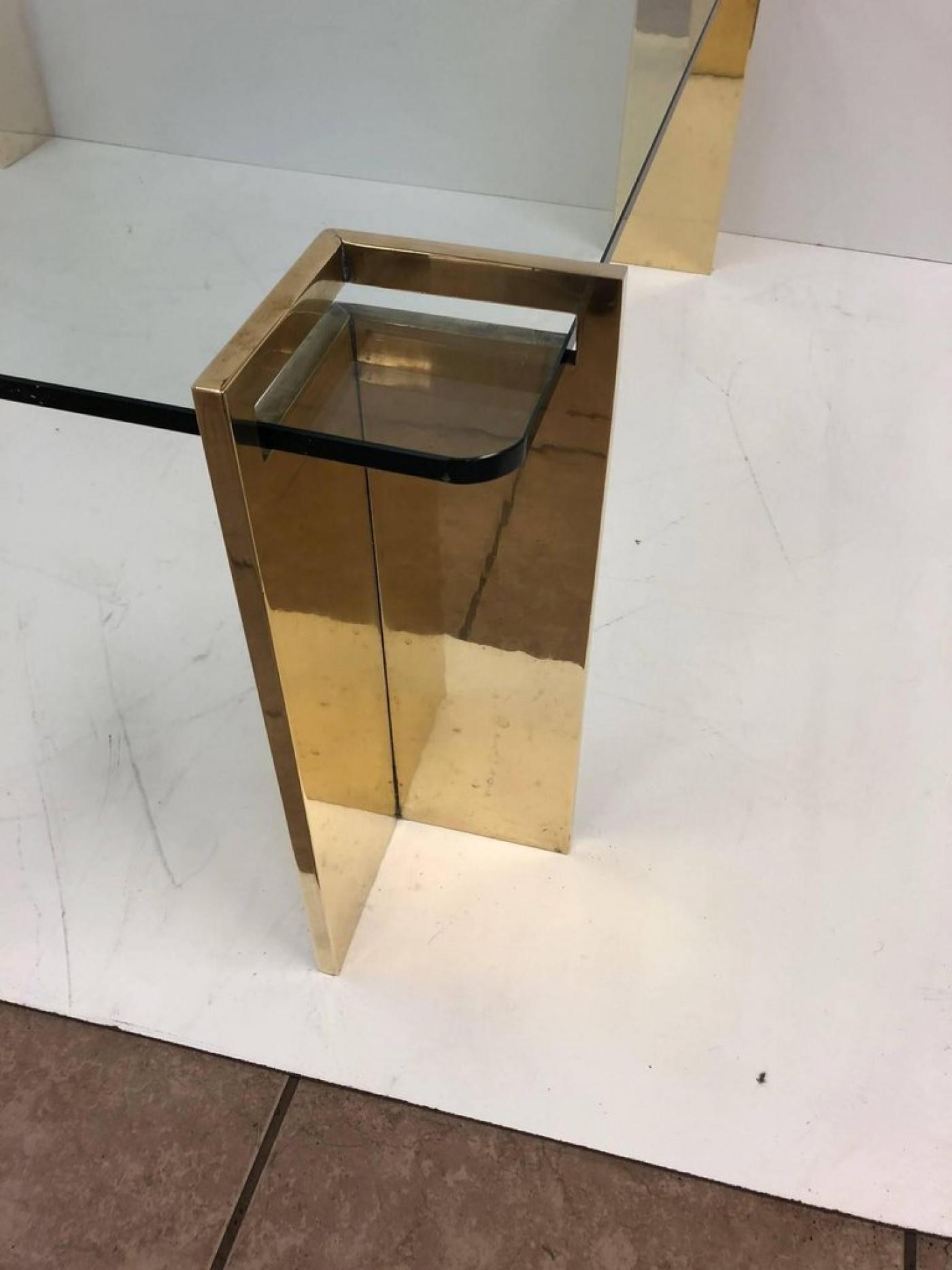 Polished Bronze and Glass Coffee Table