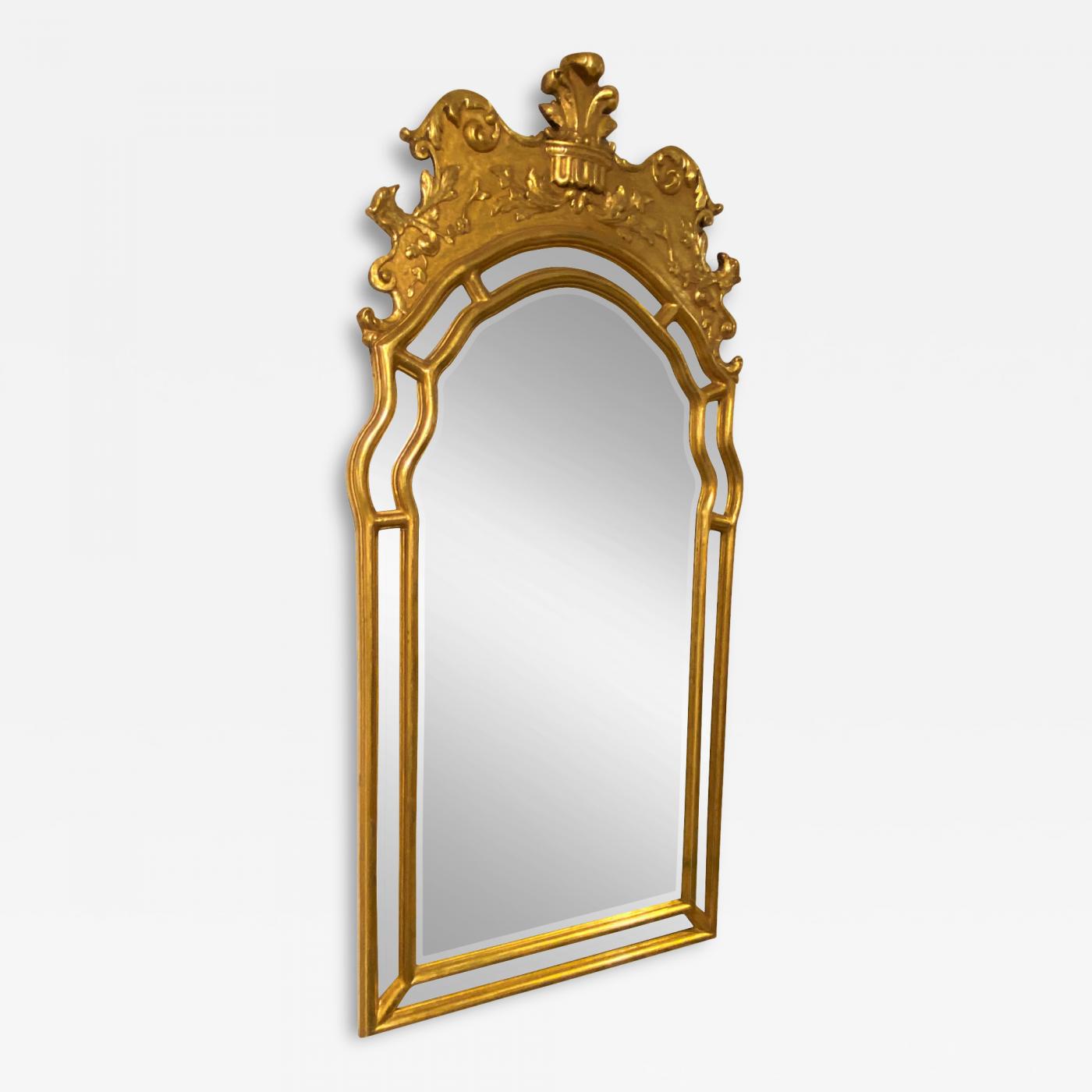 Small Antique Wall Mirror, Gilt Mirror, Arc mirror, In Its Original Gold  Leaf Frame 19th Century.