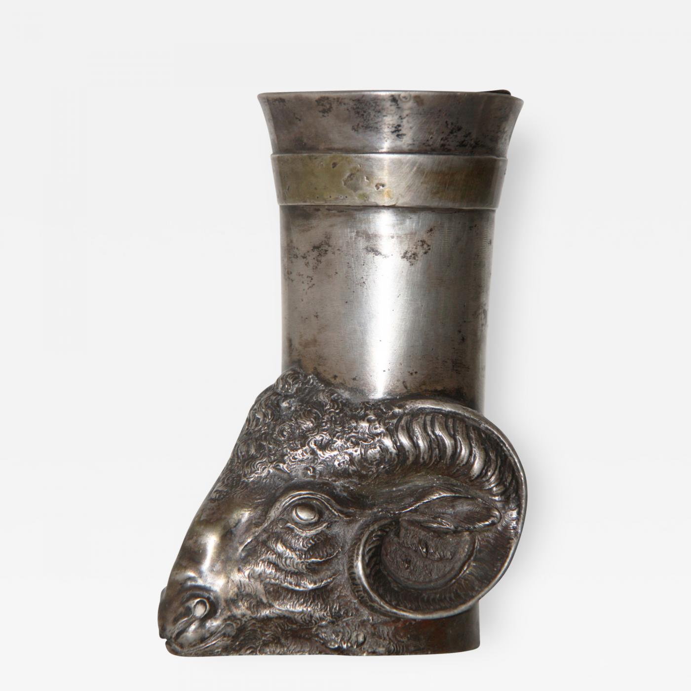 Ram Head Metal Vase