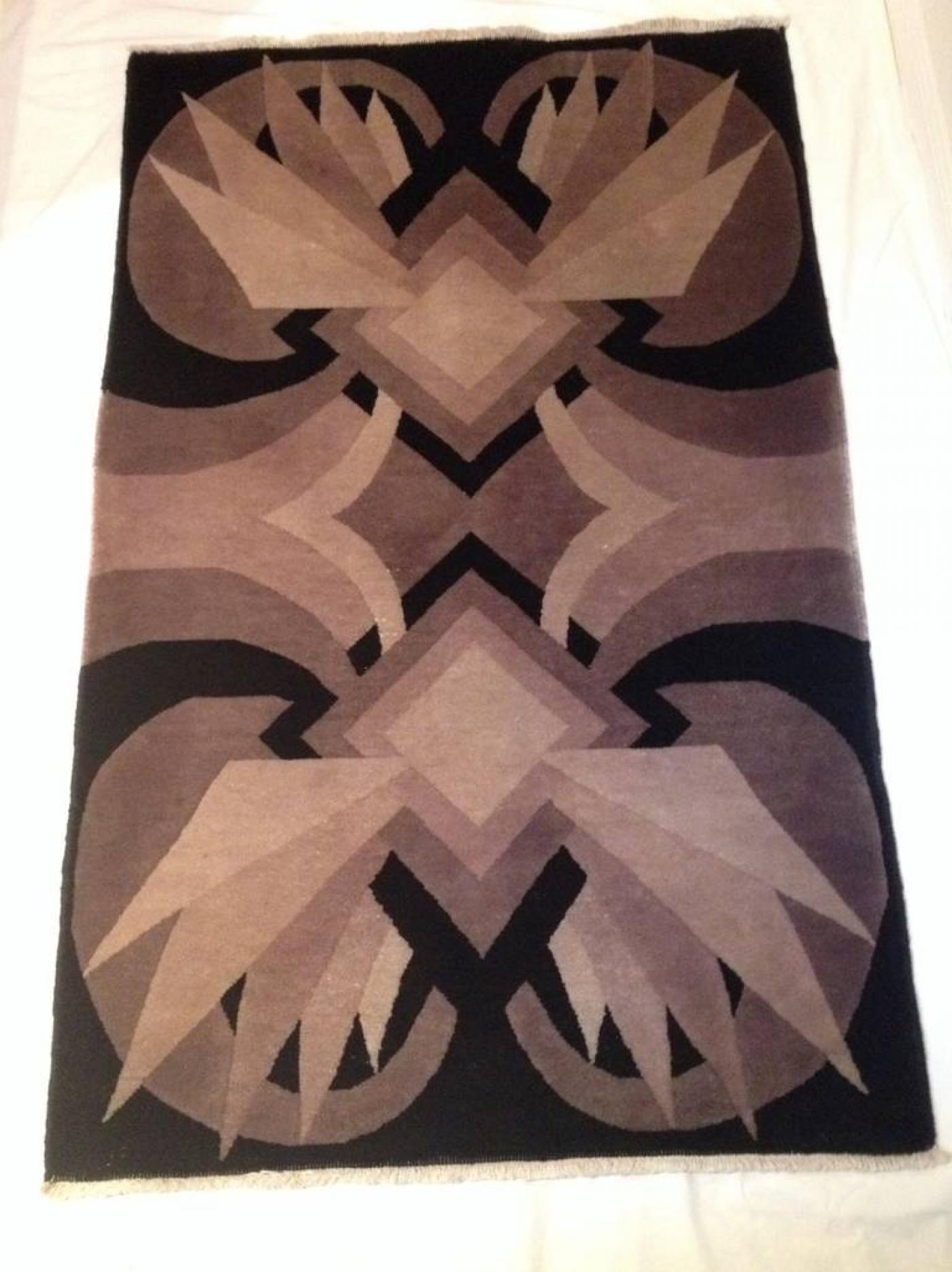 Rare Art Deco Geometric Handmade Wool Rug