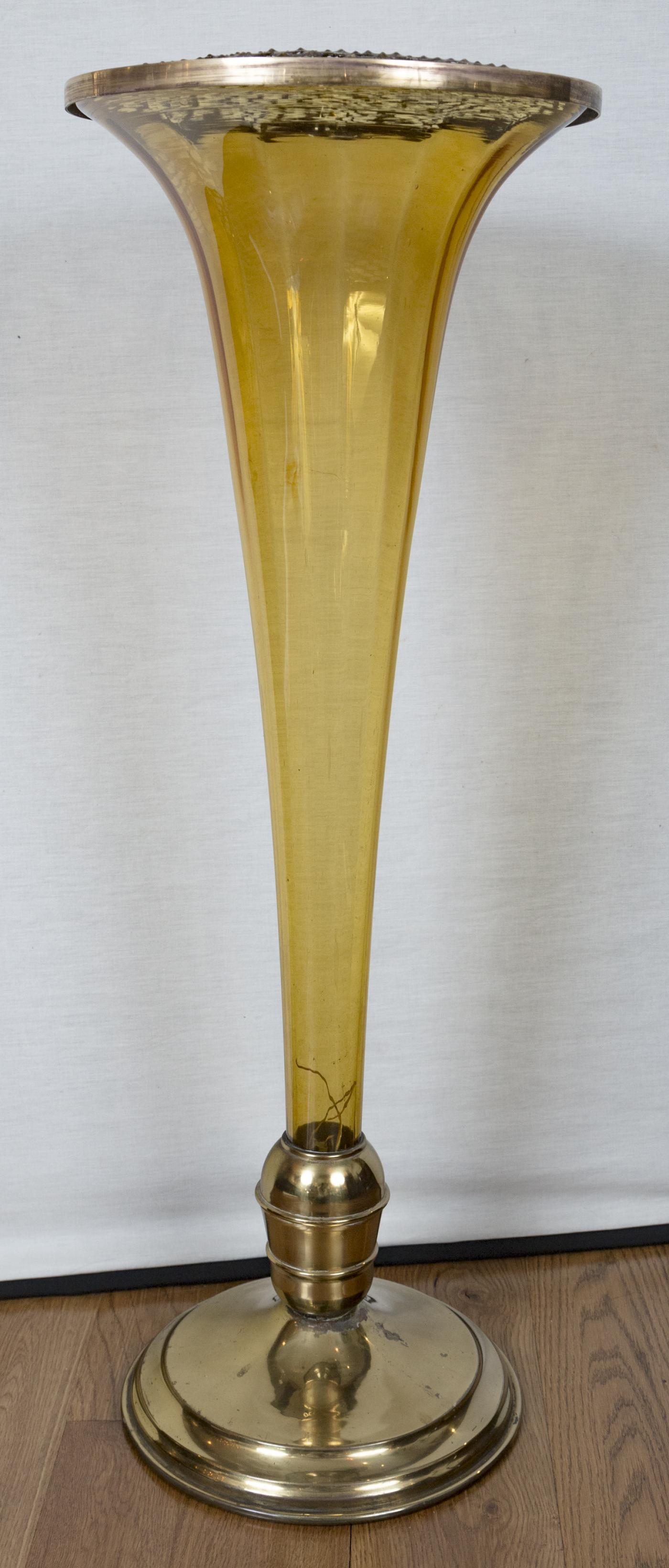 Rare Mid Century Murano Amber Floor Vase