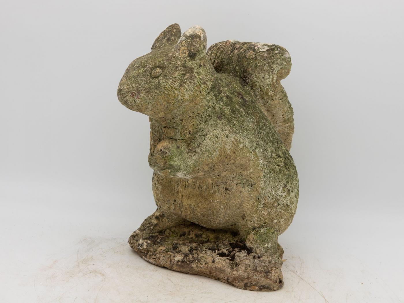 Reconstituted Stone Squirrel Garden Ornament, 20th Century