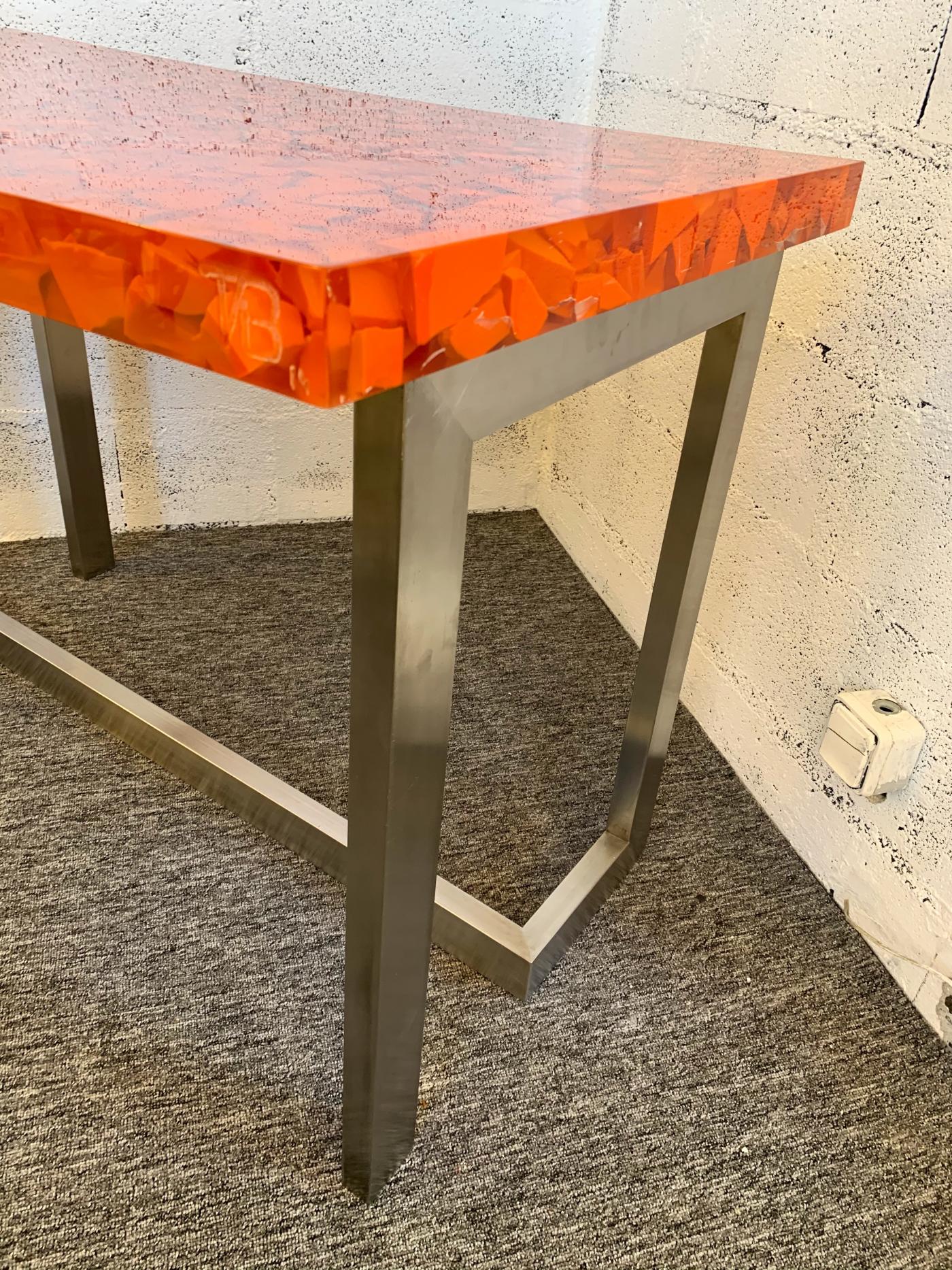Resin Fractal Inclusion Console Table Desk by Thomas Brant. France 2014