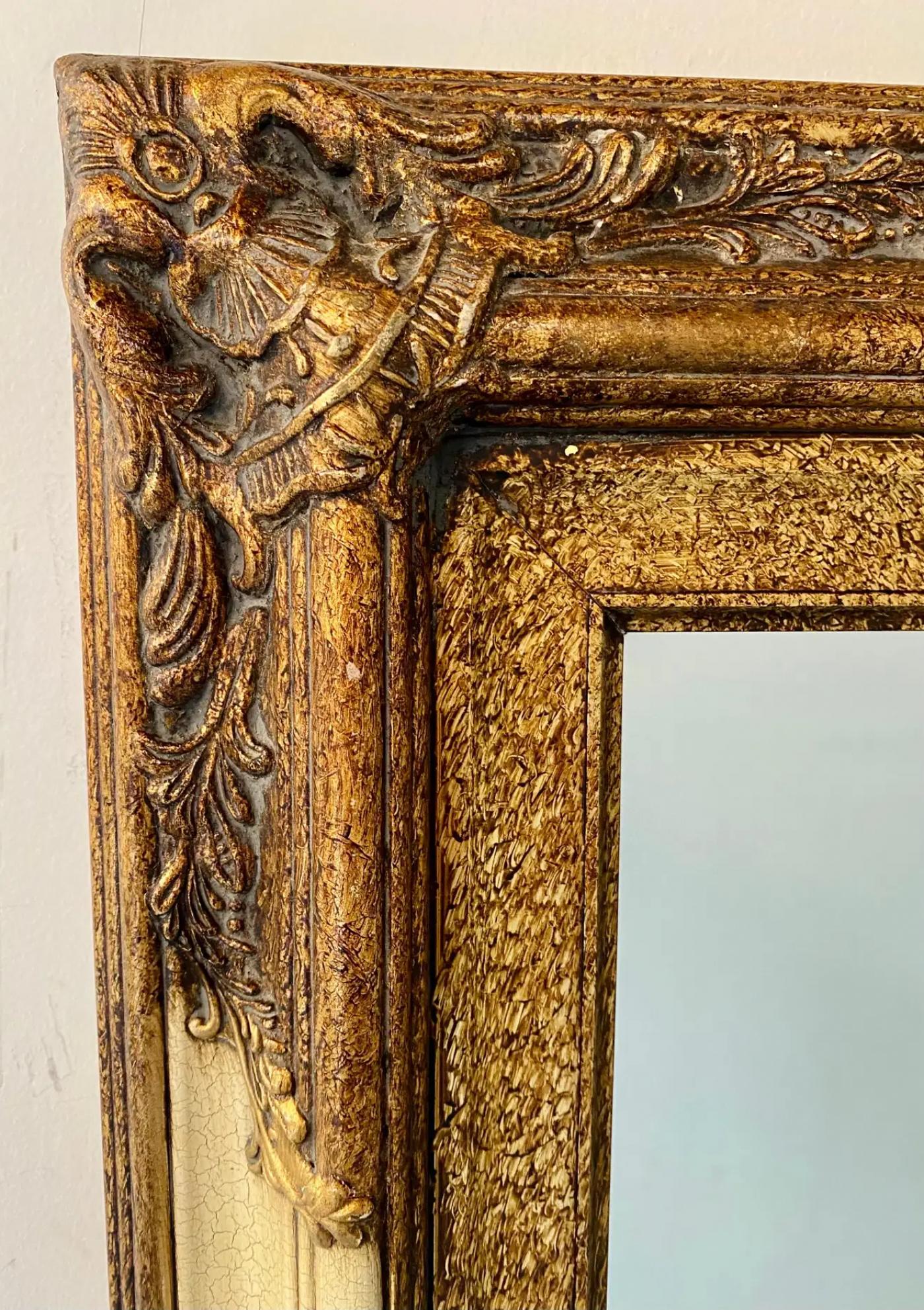 Rococo Style Distressed Gold Beveled Console or Wall Mirror by Bombay Furniture