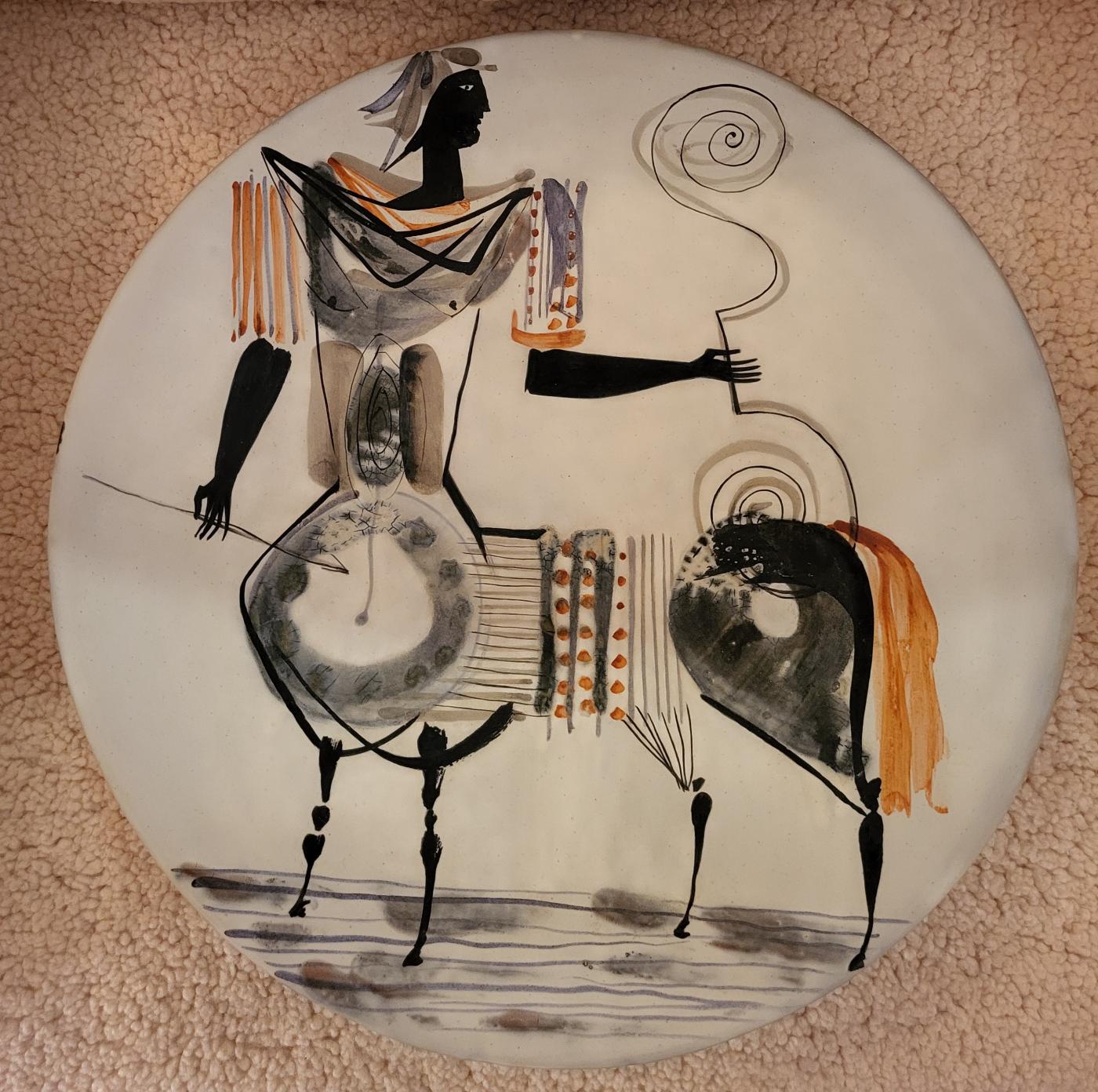 Roger Capron - Ceramic plate by Roger Capron, Vallauris, France, 1960's
