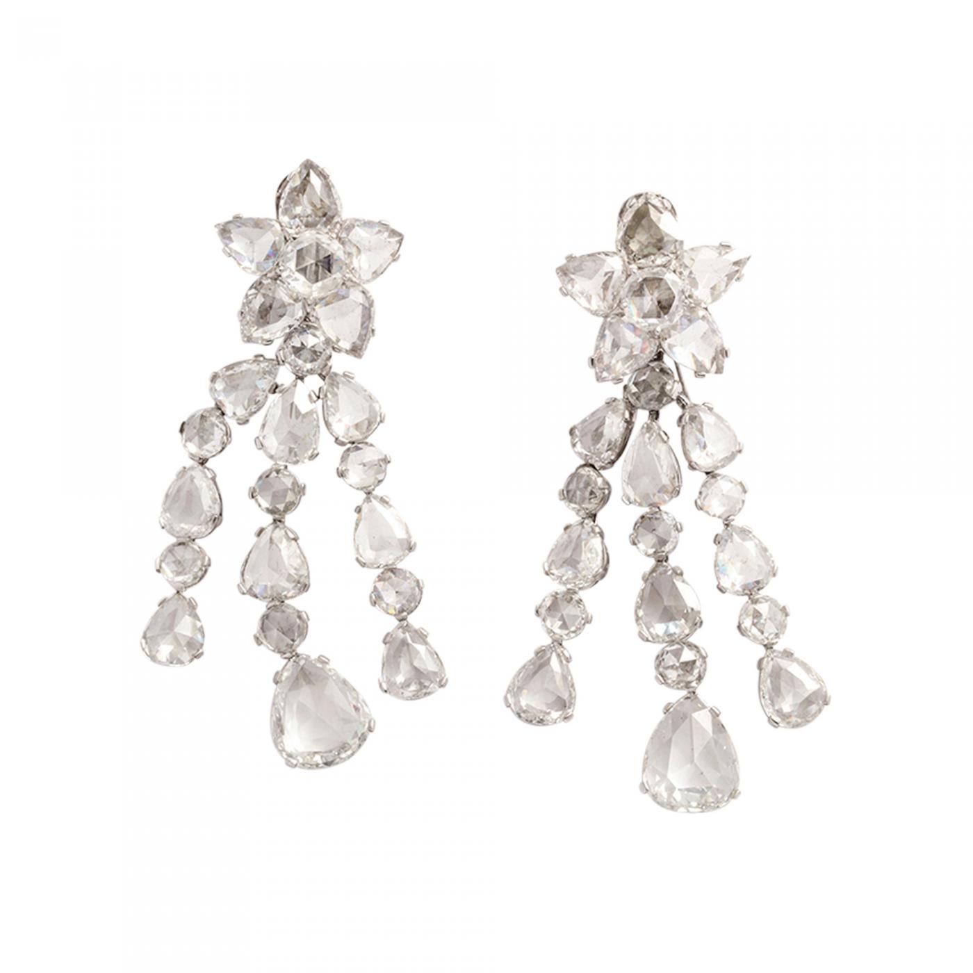 Rose Cut Diamond Star Earrings