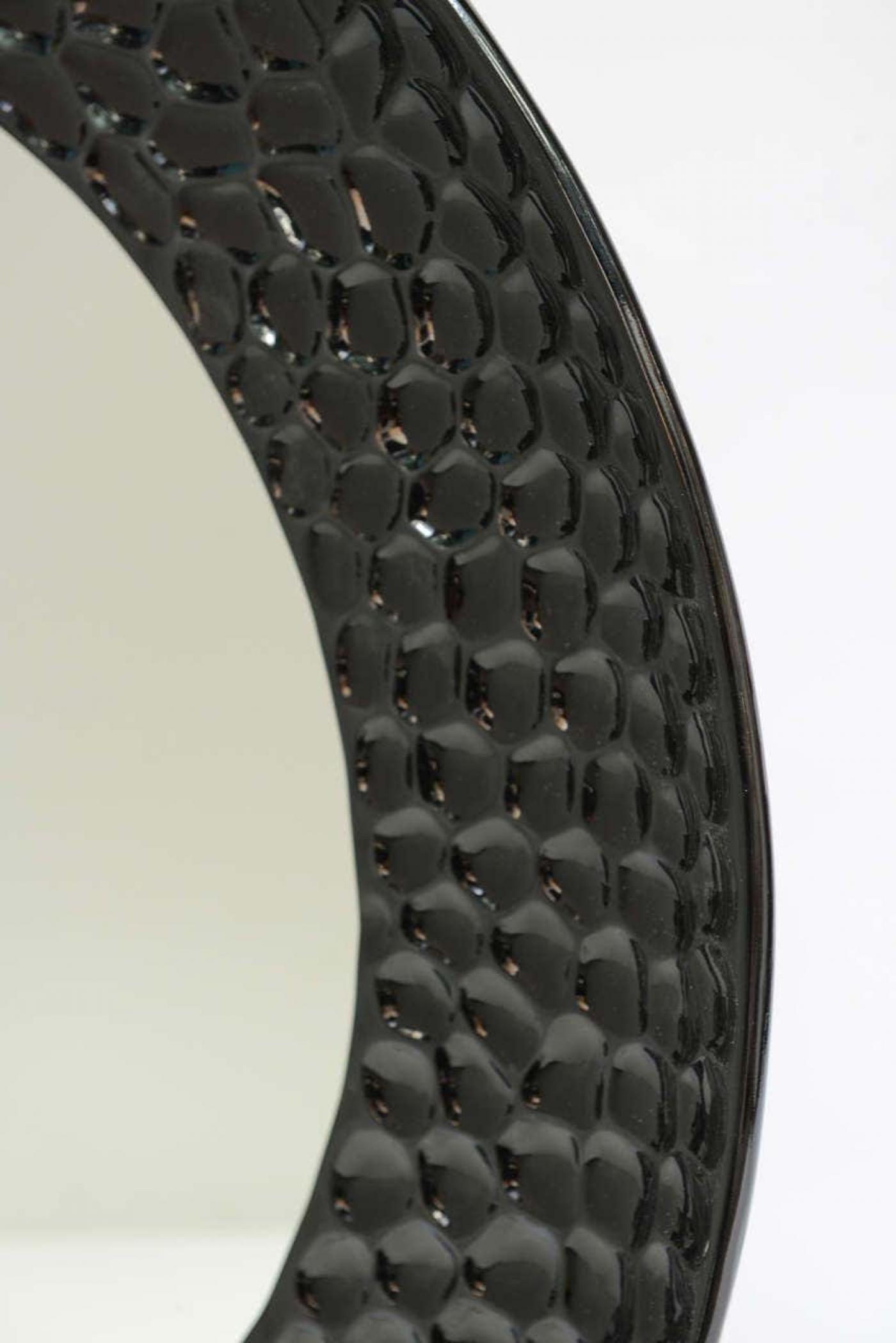 Round High Gloss Black Lacquered Mirror