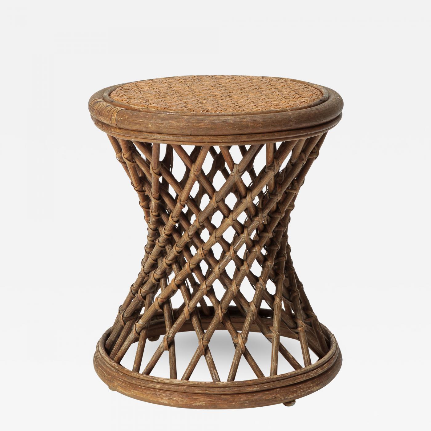 round italian rattan stool 50s