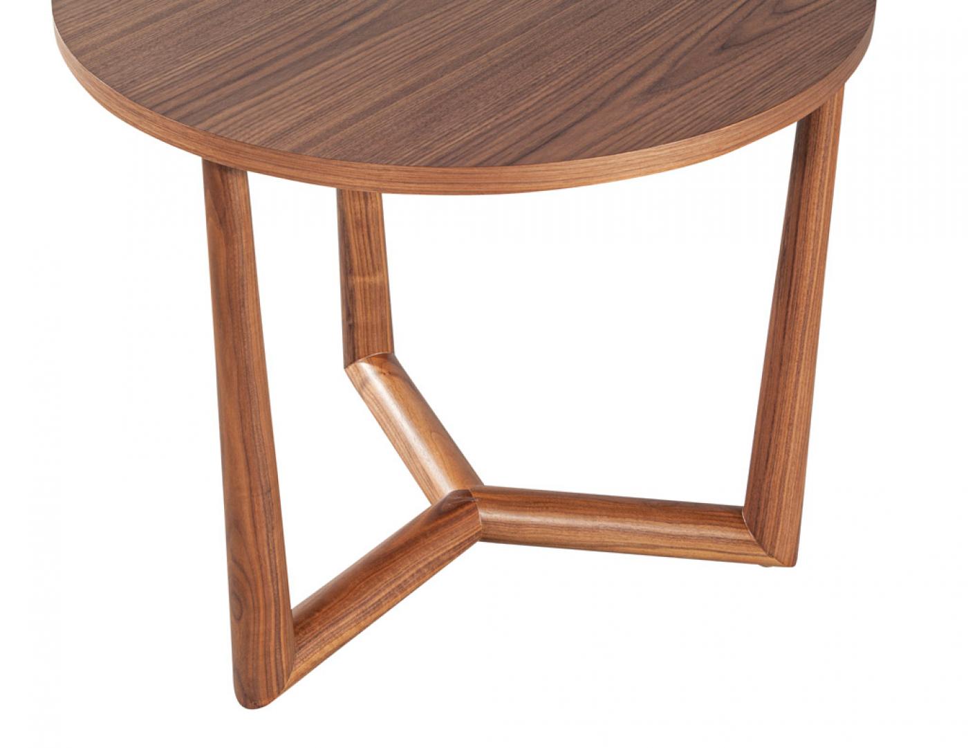 Round Walnut Accent Side Table