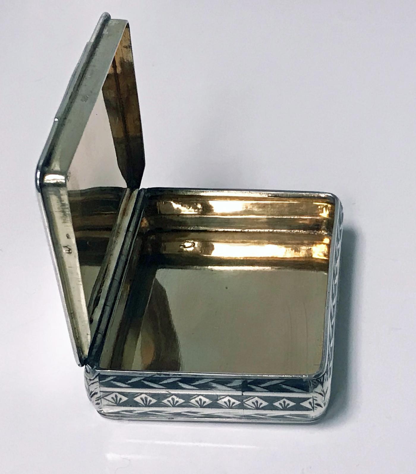 Russian Silver Niello Snuff Box, Nikolaì Lukich Dubrovin 1824