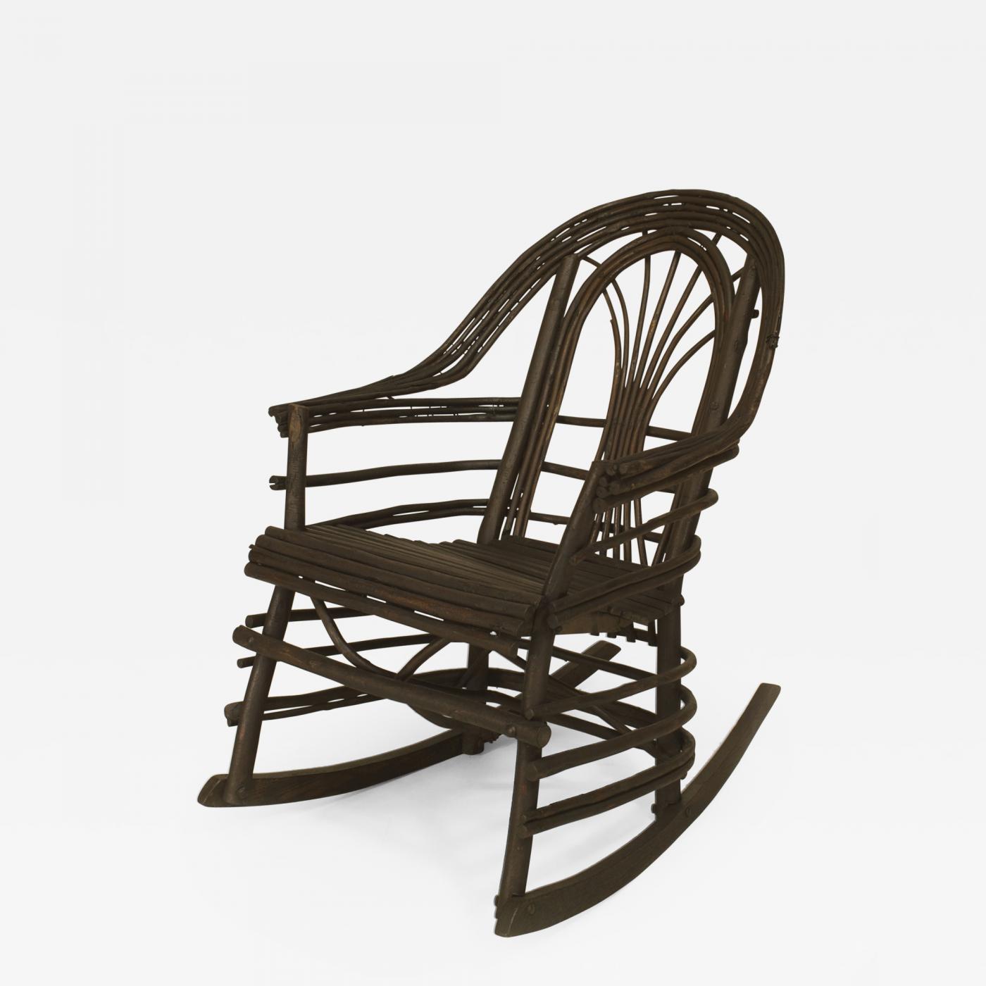 Rustic Adirondack Willow Twig Design Rocking Chair