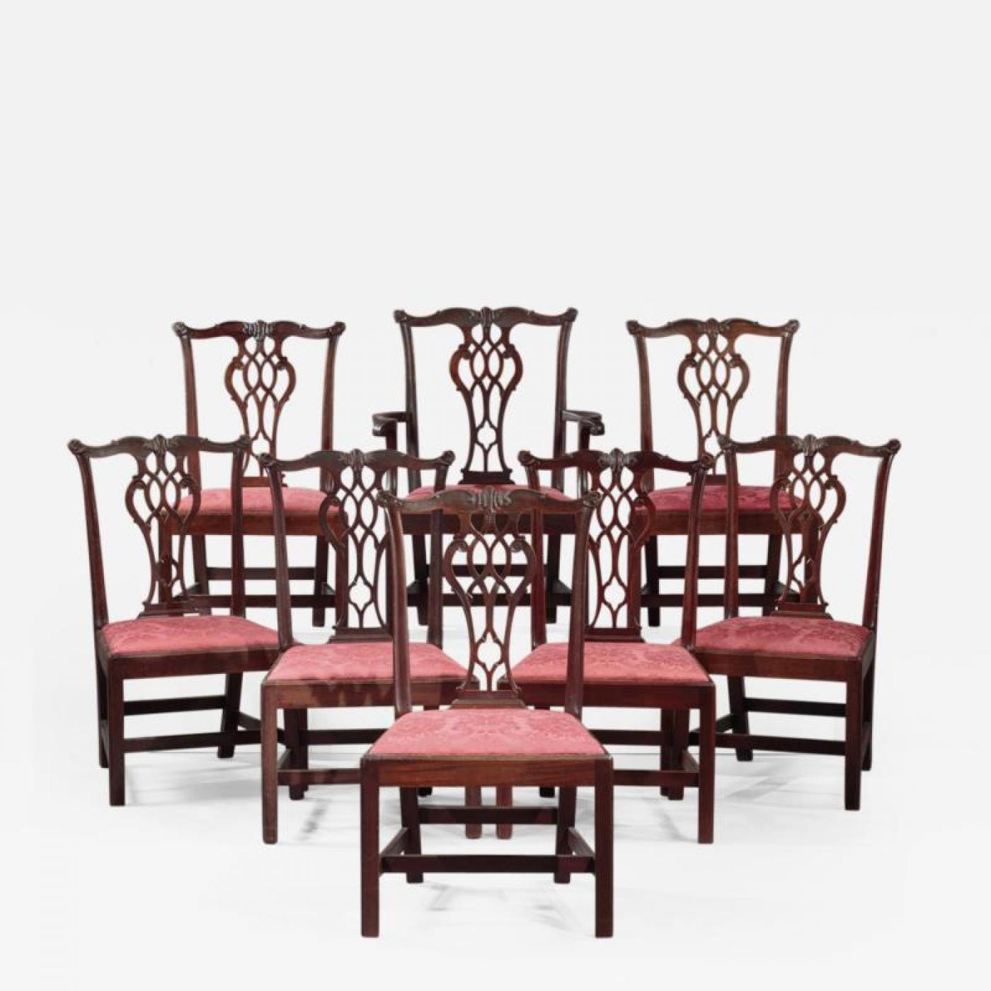 SET OF EIGHT CHIPPENDALE CHAIRS