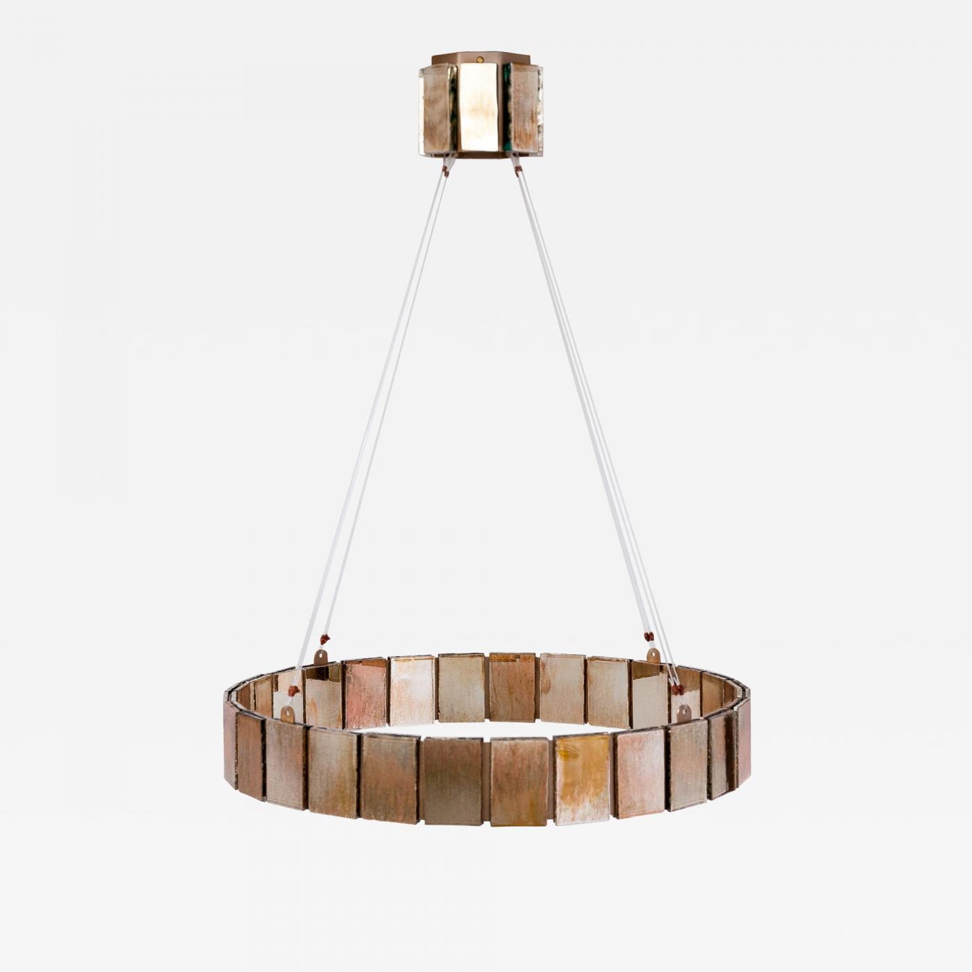 Sabrina Landini Ring Chandelier Pendant Lamp In Metal And Silvered Glass Sheets - Metal Pendant Lamp Chandelier Sabrina Landini Ring Chandelier Pendant Lamp In Metal And Silvered Glass Sheets - Metal Pendant Lamp Chandelier