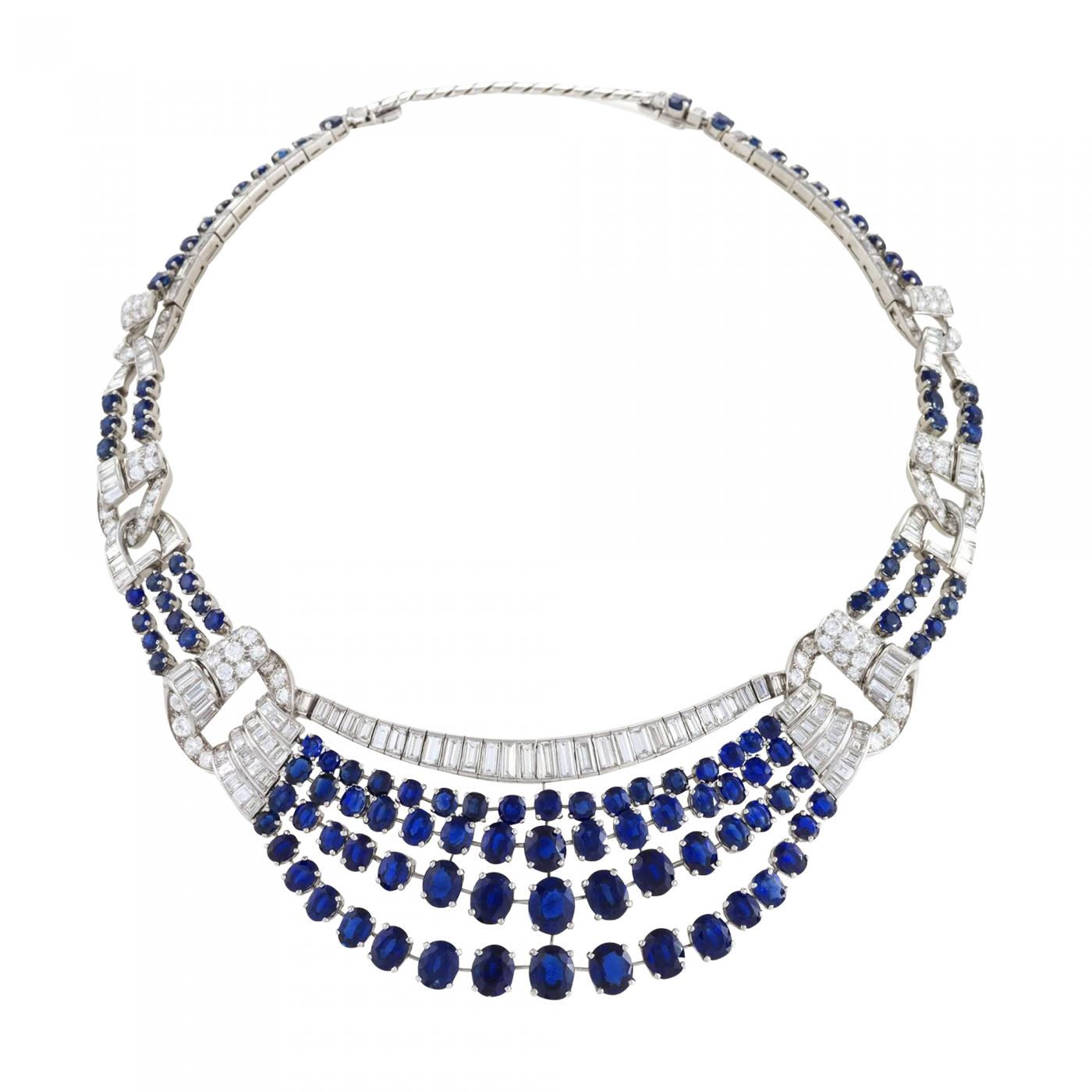 Sapphire and Diamond Draped Necklace