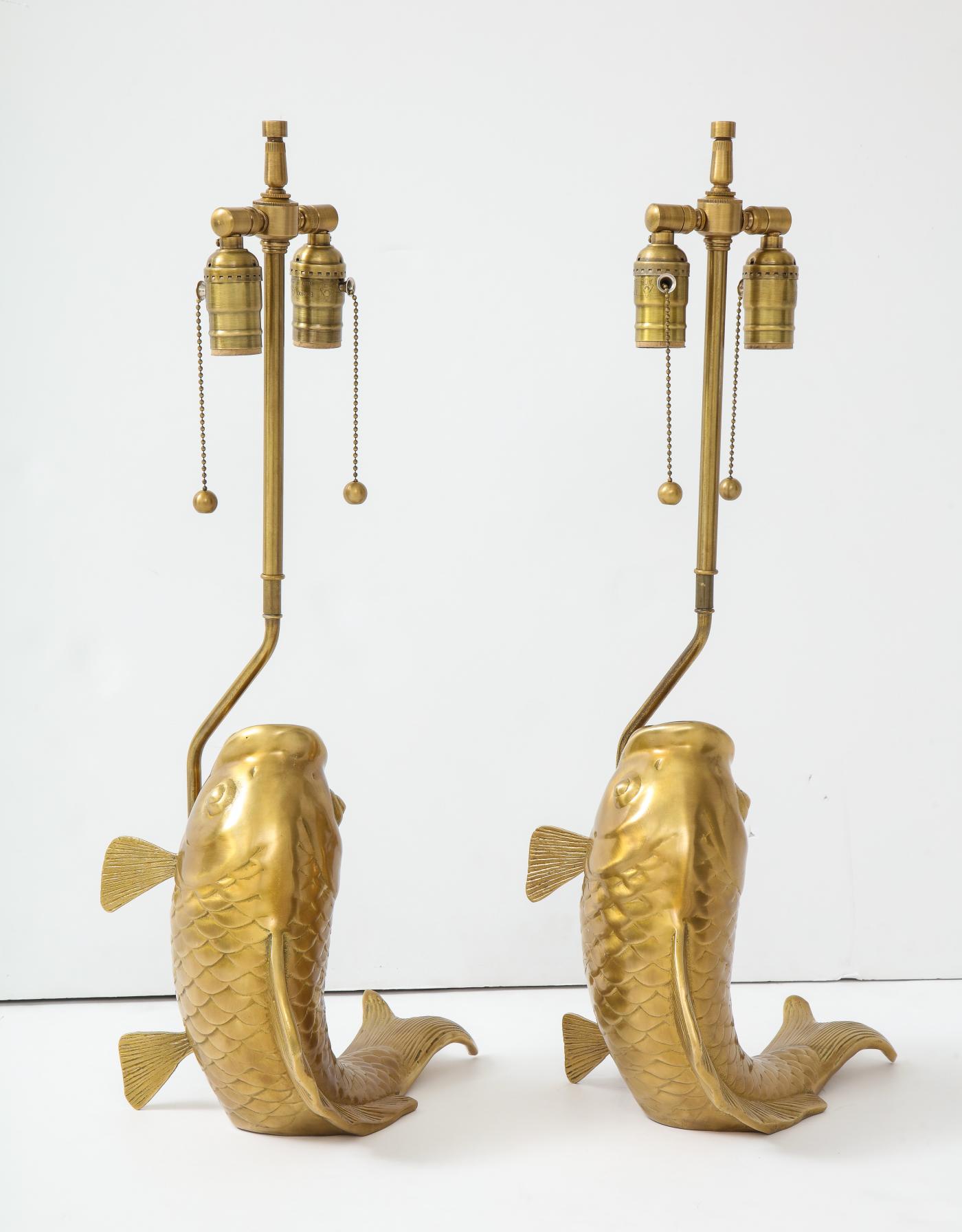 Satin Brass Koi Fish Lamps