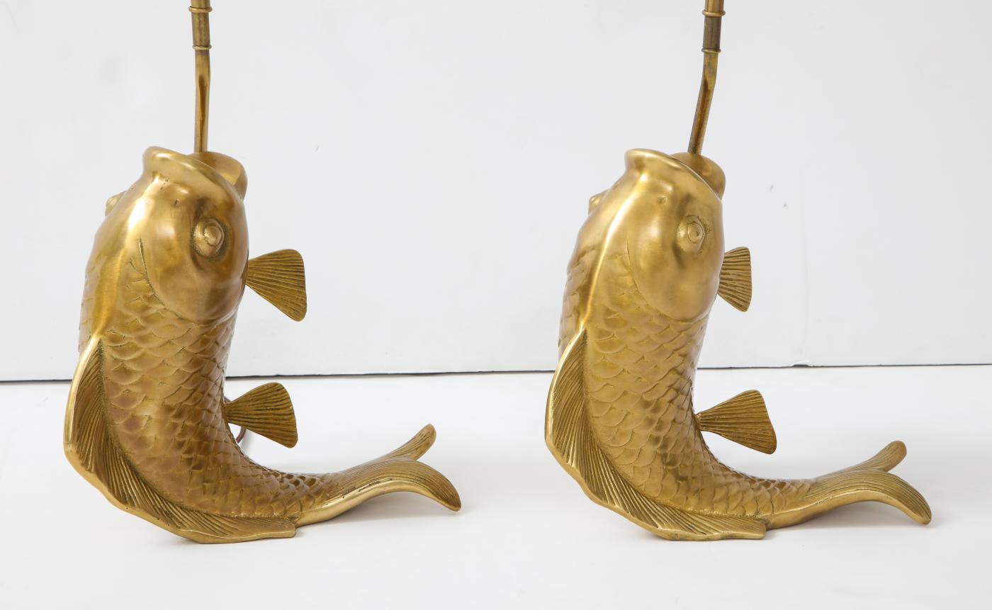 Satin Brass Koi Fish Lamps