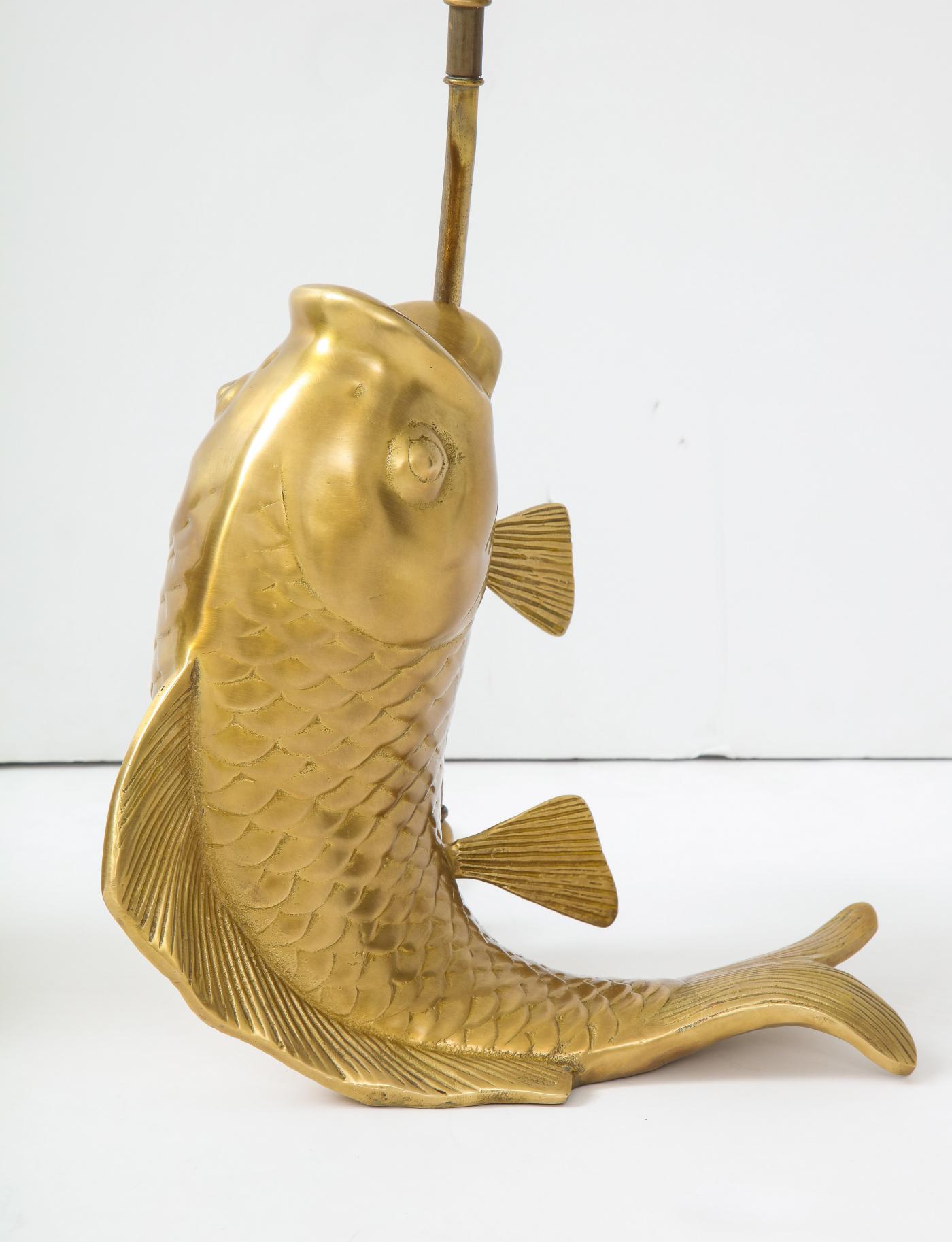 Satin Brass Koi Fish Lamps