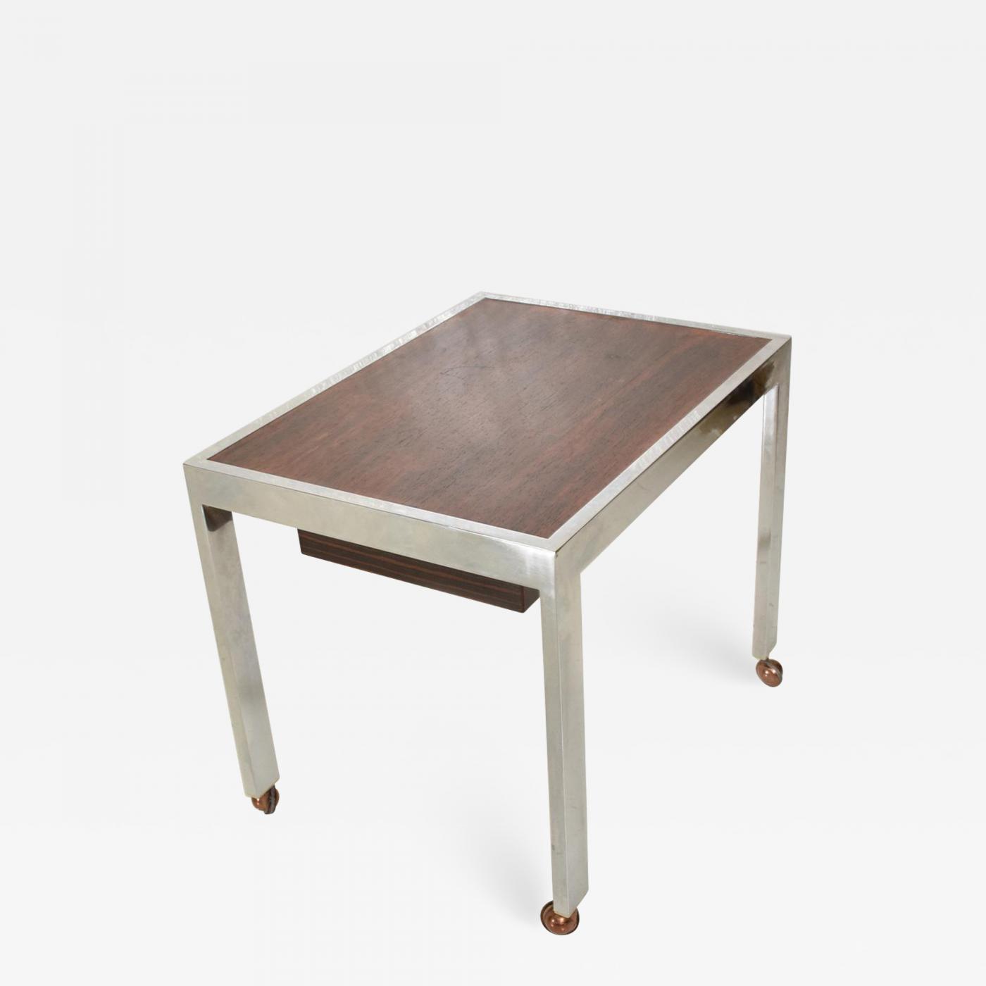 Scandinavian Danish Modern Side Table In Rosewood And Chrome