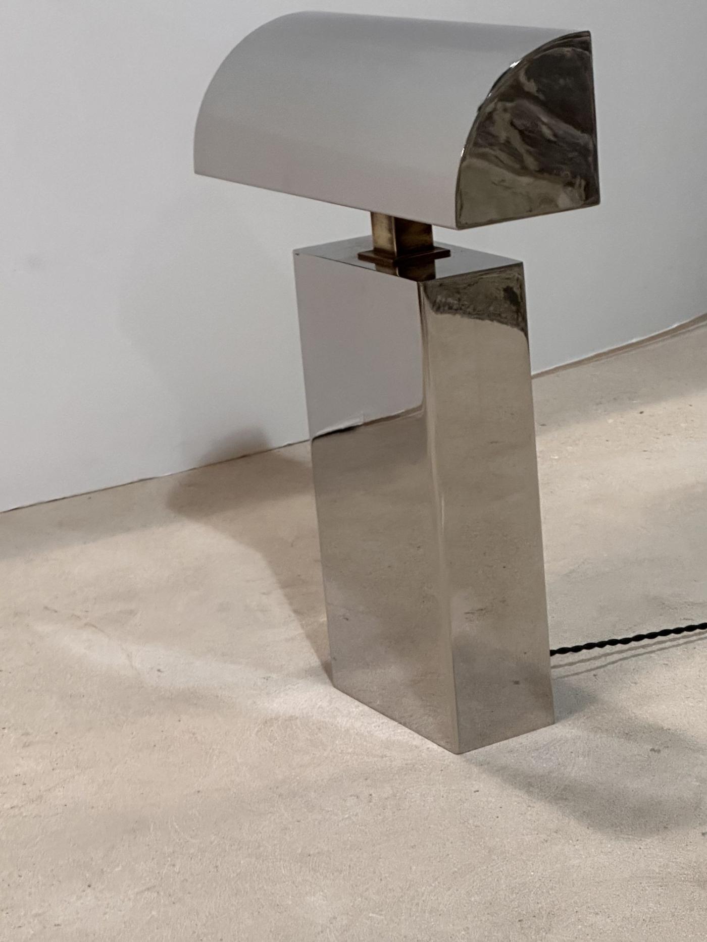 Karl Springer Sculptural Karl Springer Polished Chrome Desk Lamp, 1980