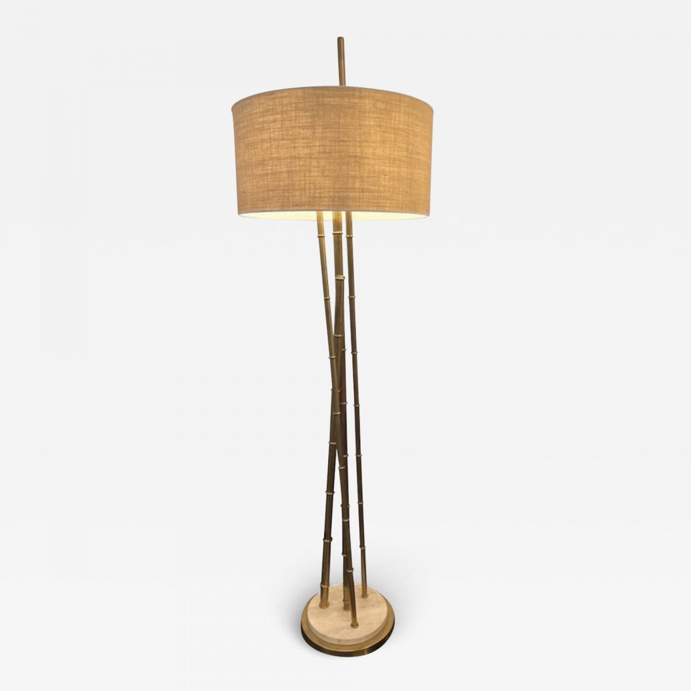 Sculptural brass bamboo floor lamp
