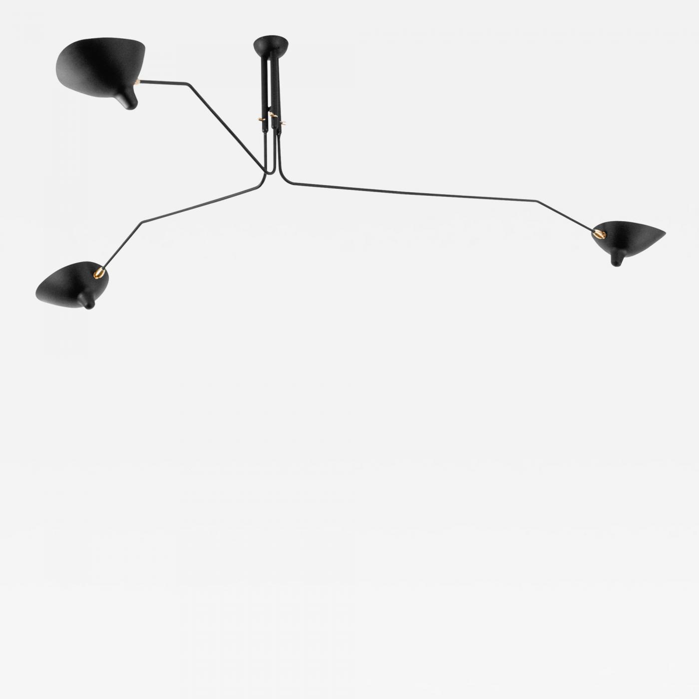 Serge Mouille Serge Mouille Black Or White 3 Arm Ceiling Lamp