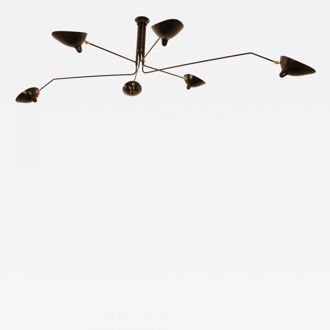 Serge Mouille Usa Serge Mouille Black Or White 6 Arm Ceiling Lamp