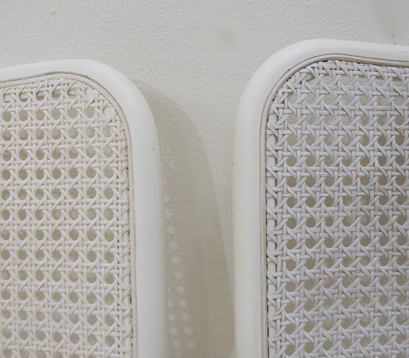 Set of 6 Mid Century Modern White Cane Dining Chairs