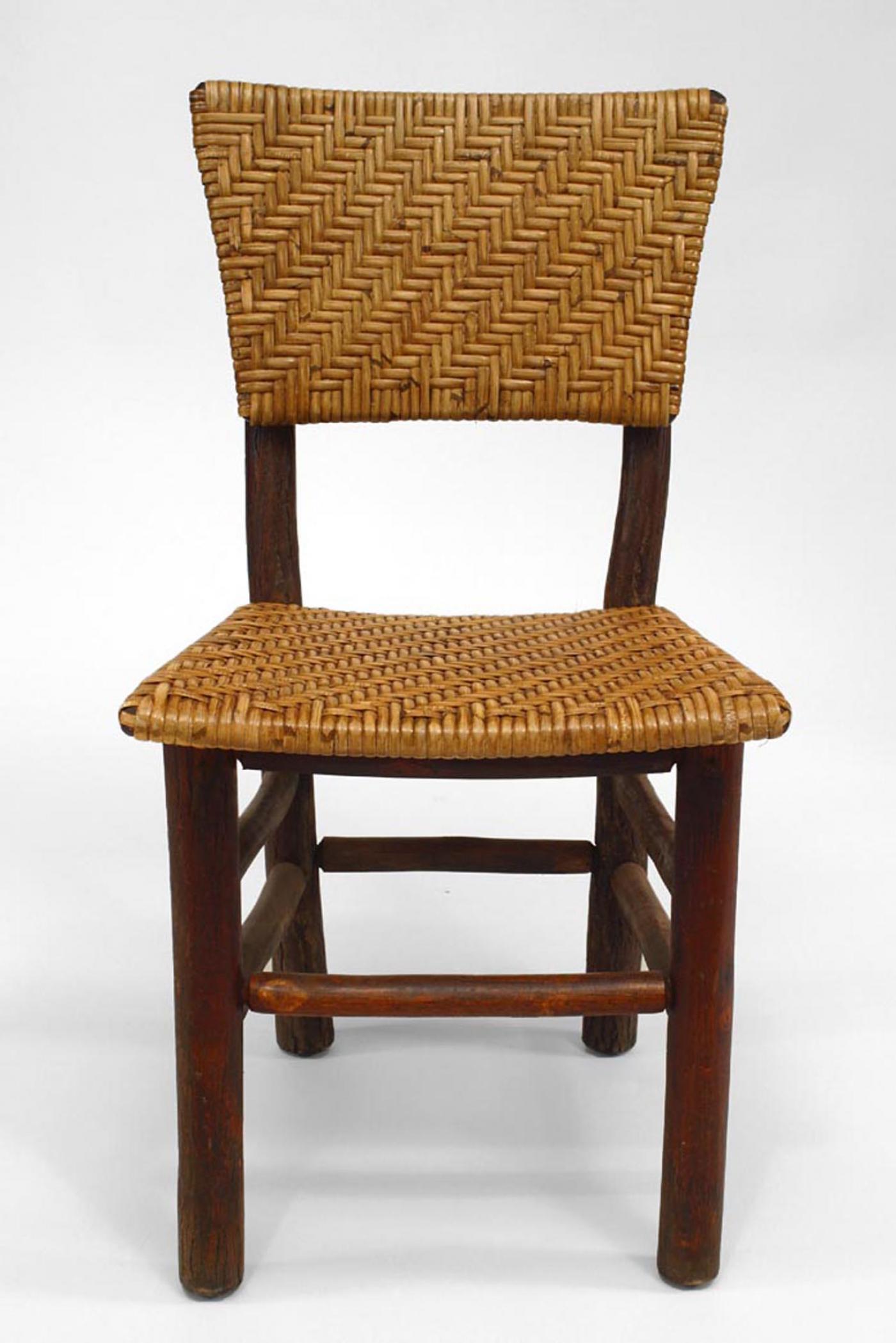 Russel Wright Set of 6 Rustic Old Hickory Side Chairs