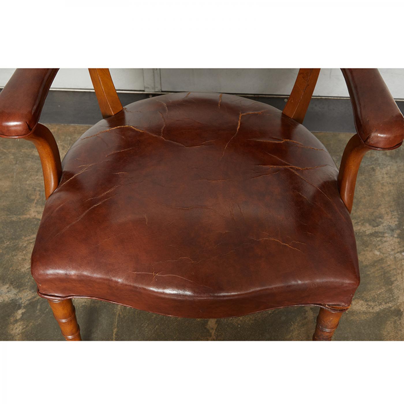 Set of Four Leather Upholstered Armchairs