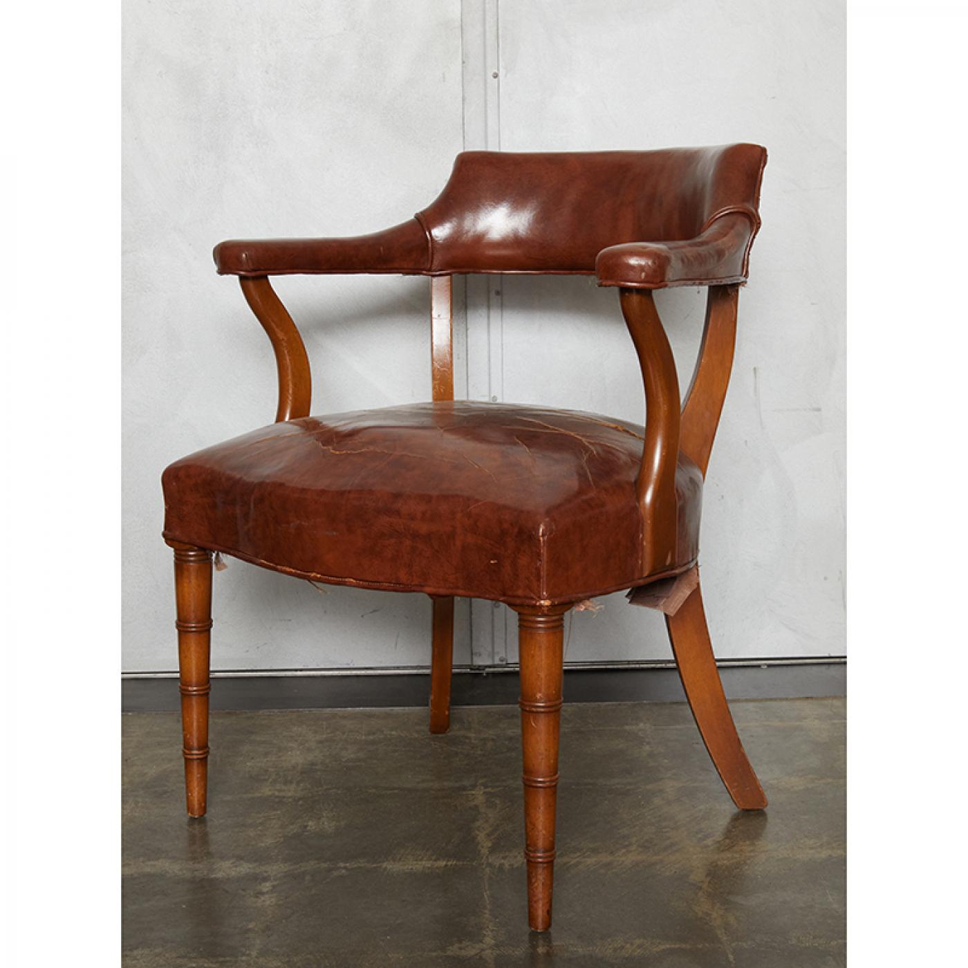 Set of Four Leather Upholstered Armchairs