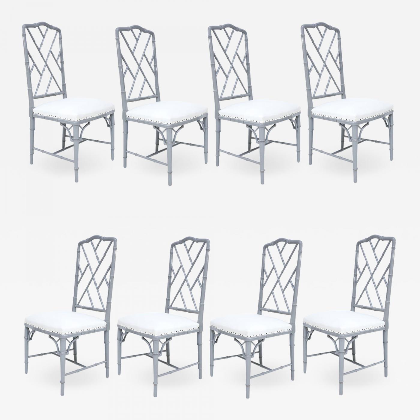 DINING CHAIRS SET OF EIGHT BLACK LACQUER FINISH WITH BLACK AND