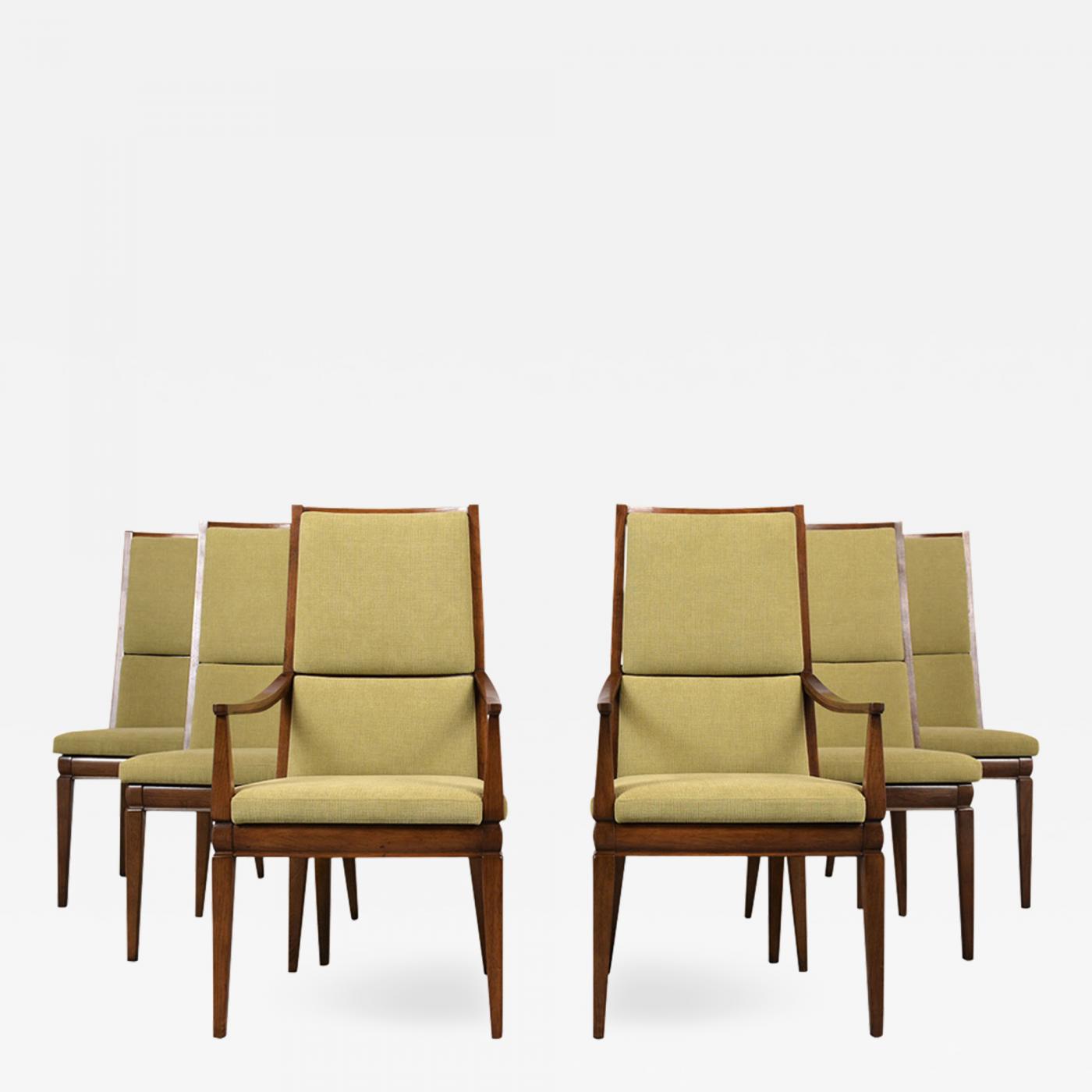 set of six midcentury modern high back dining chairs