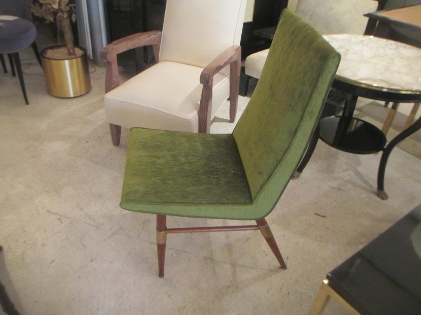 Set of Ten Italian Mid Century Modern Dining Chairs With Brass Mounts