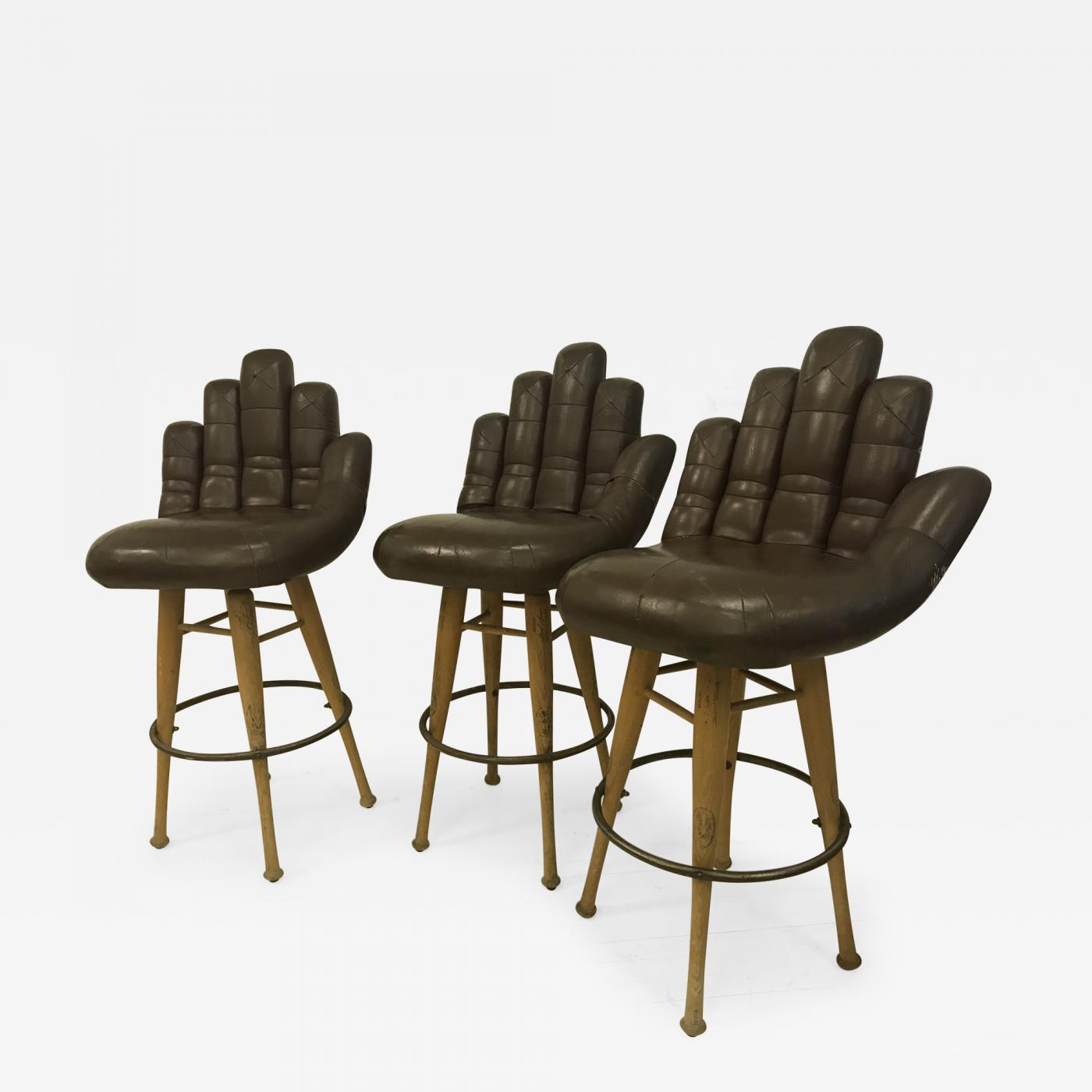 Set Of Three Barstools Listings Furniture Seating Stools Set Of Three Baseball Gloves Barstools