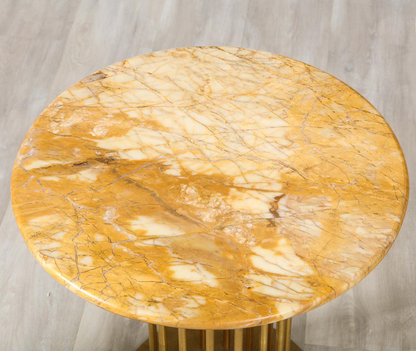 Set of Three Brass and Marble Contemporary Side Tables