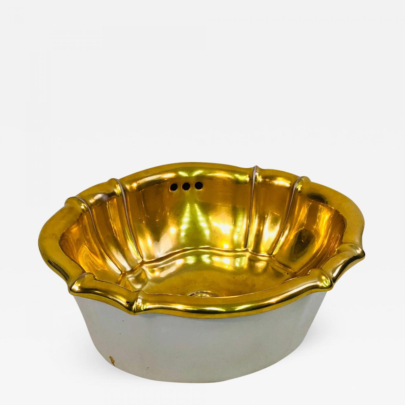 Sherle Wagner International Amazing Gold Leaf Porcelain Sink Basin By Sherle Wagner