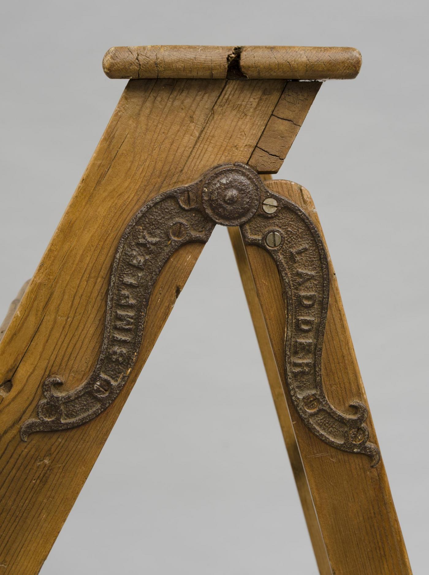 Simplex Ladder English Victorian Pine Step Ladder Labeled "Simplex