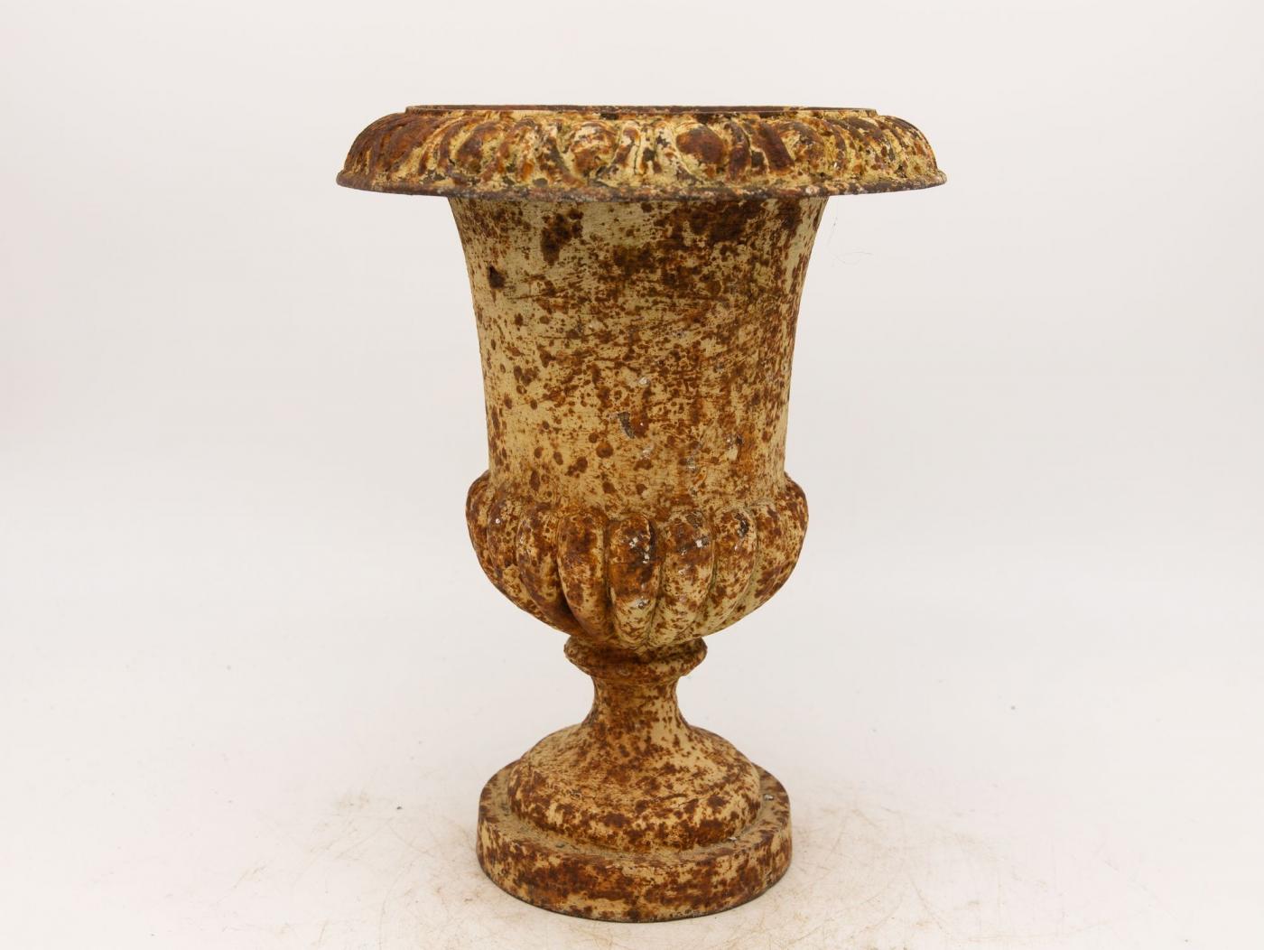 Single Rusty Cast Iron Urn, French early 20th Century